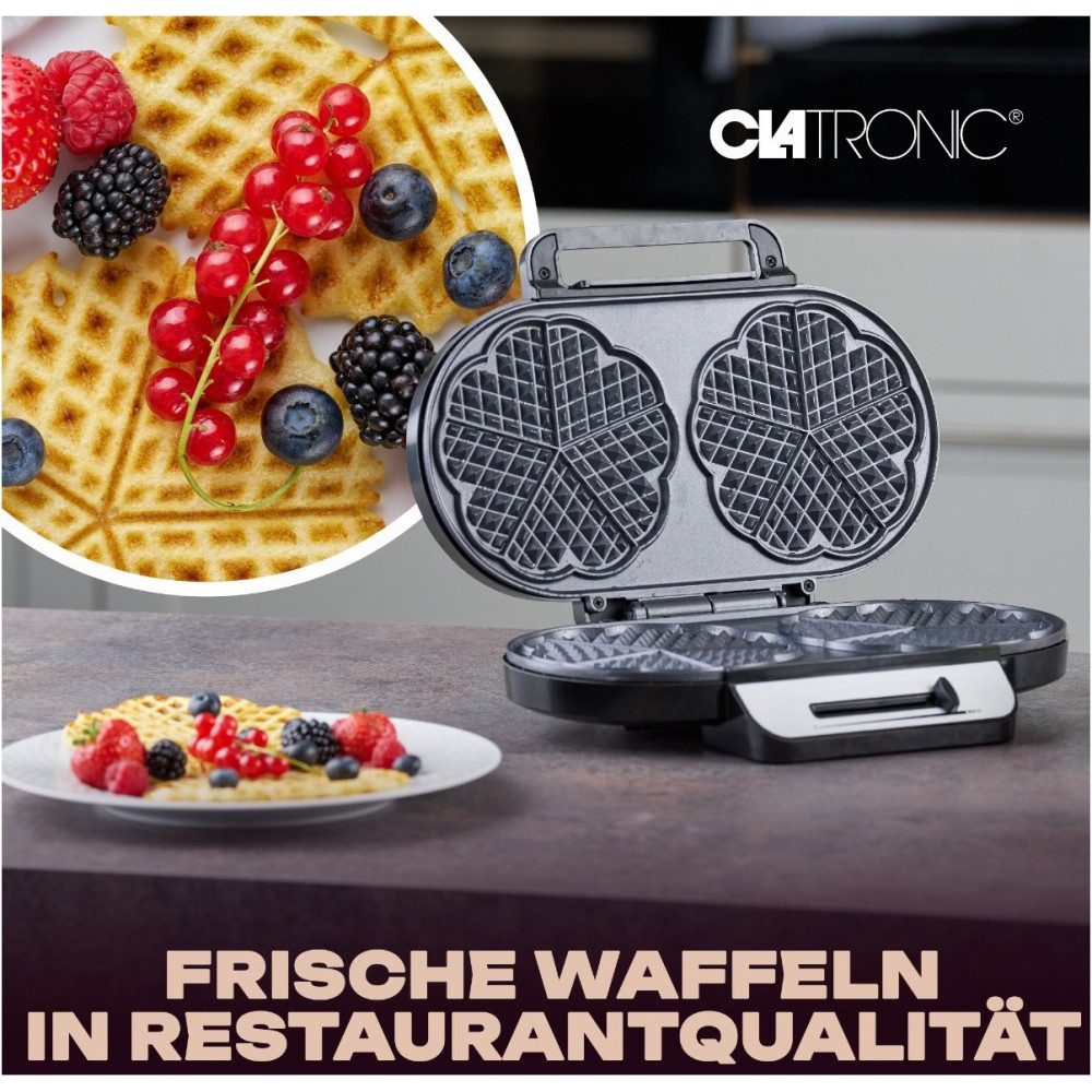 Waffeleisen Clatronic WA 3745 Waffelautomat Edelstahl/schwarz