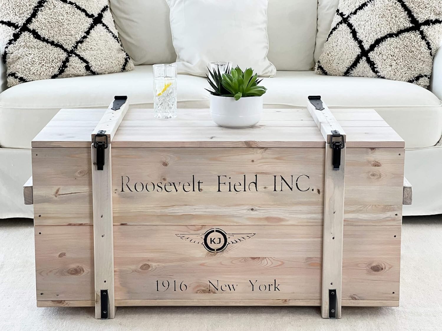 Uncle Joe's - Cassetta in legno, stile shabby chic, con scatola di trasporto, colore: Grigio