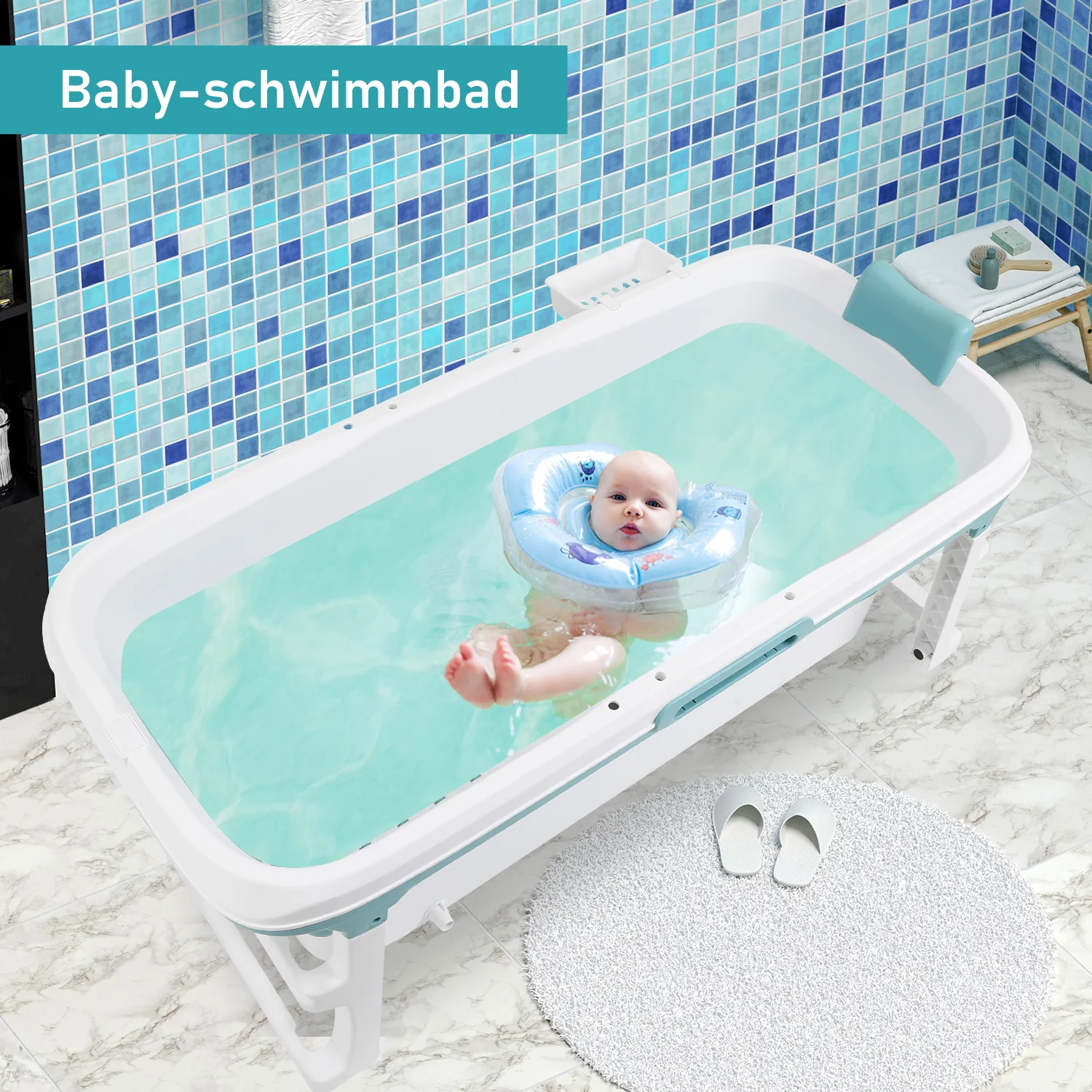 Sonnewelt Faltbare Badewanne mit Abdeckung