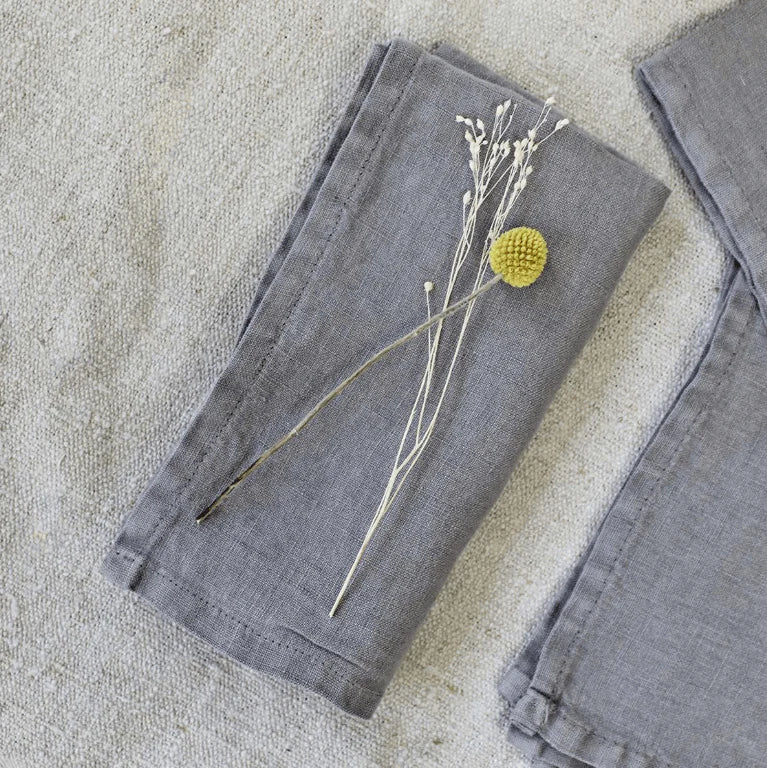 Linen Light Grey Plain Edge Napkins - Set of 2