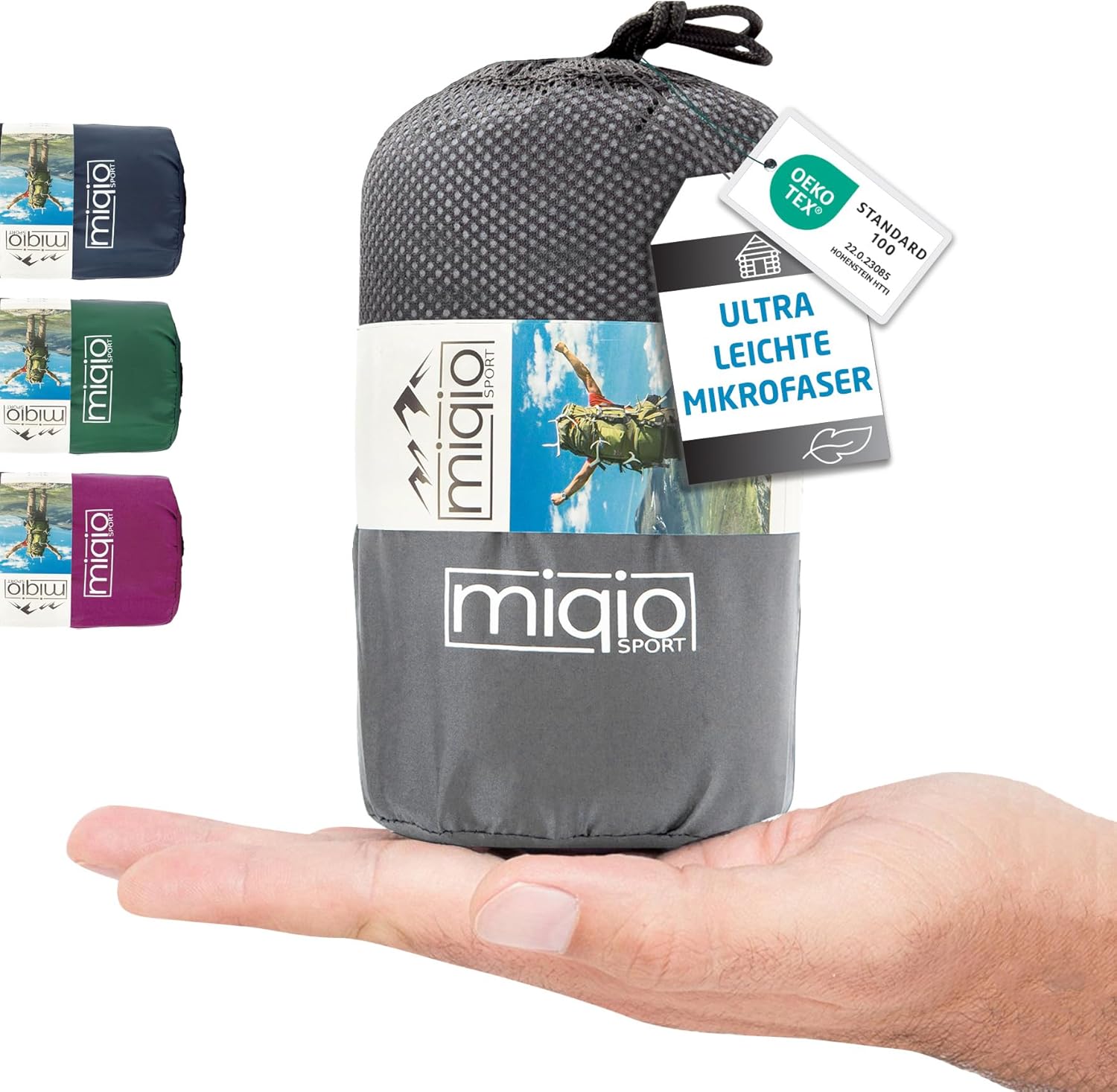 Miqio Fodera per Sacco a Pelo e Lenzuolo da Viaggio 2 in 1, Taglia XL, Sacco a Pelo da Viaggio Ultra Piccolo e Ultra Leggero, Sacco a Pelo in Microfibra con Scomparto per Cuscini