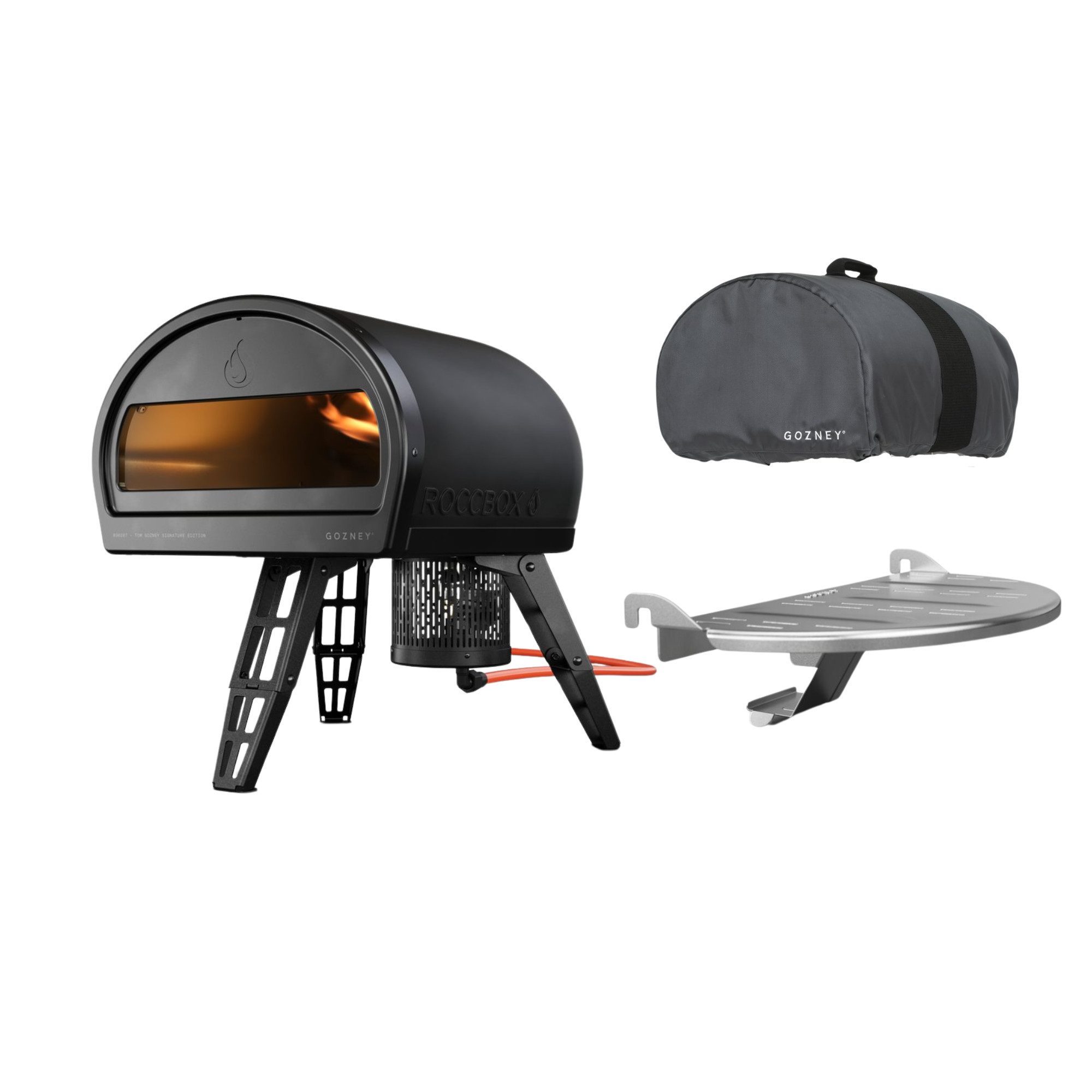 Pizzaofen Gozney Roccbox Pizzaofen mit Abdeckhaube und Frontablage