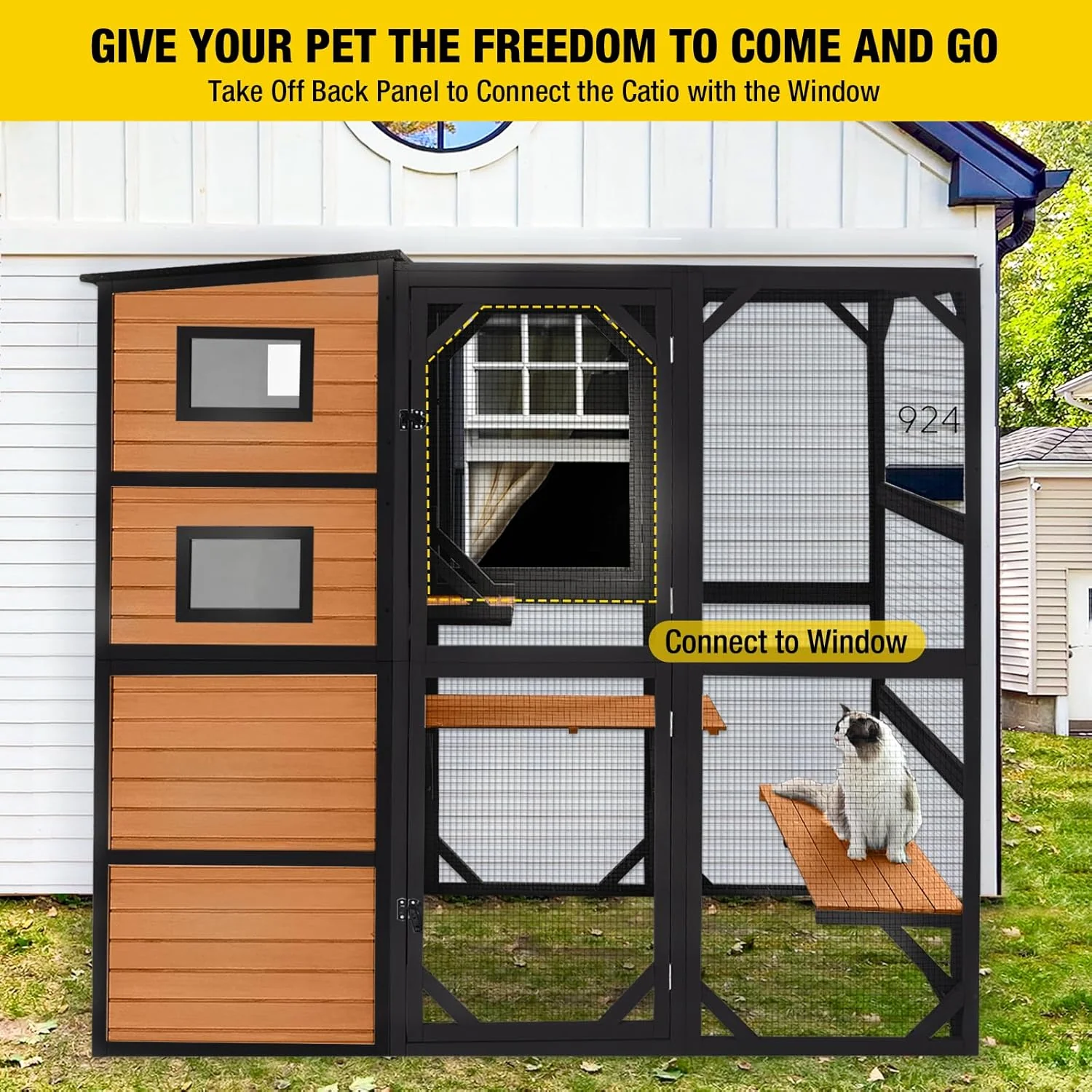 Aivituvin Large Cat Catio, 4 Tiers, Weatherproof Roof, 70