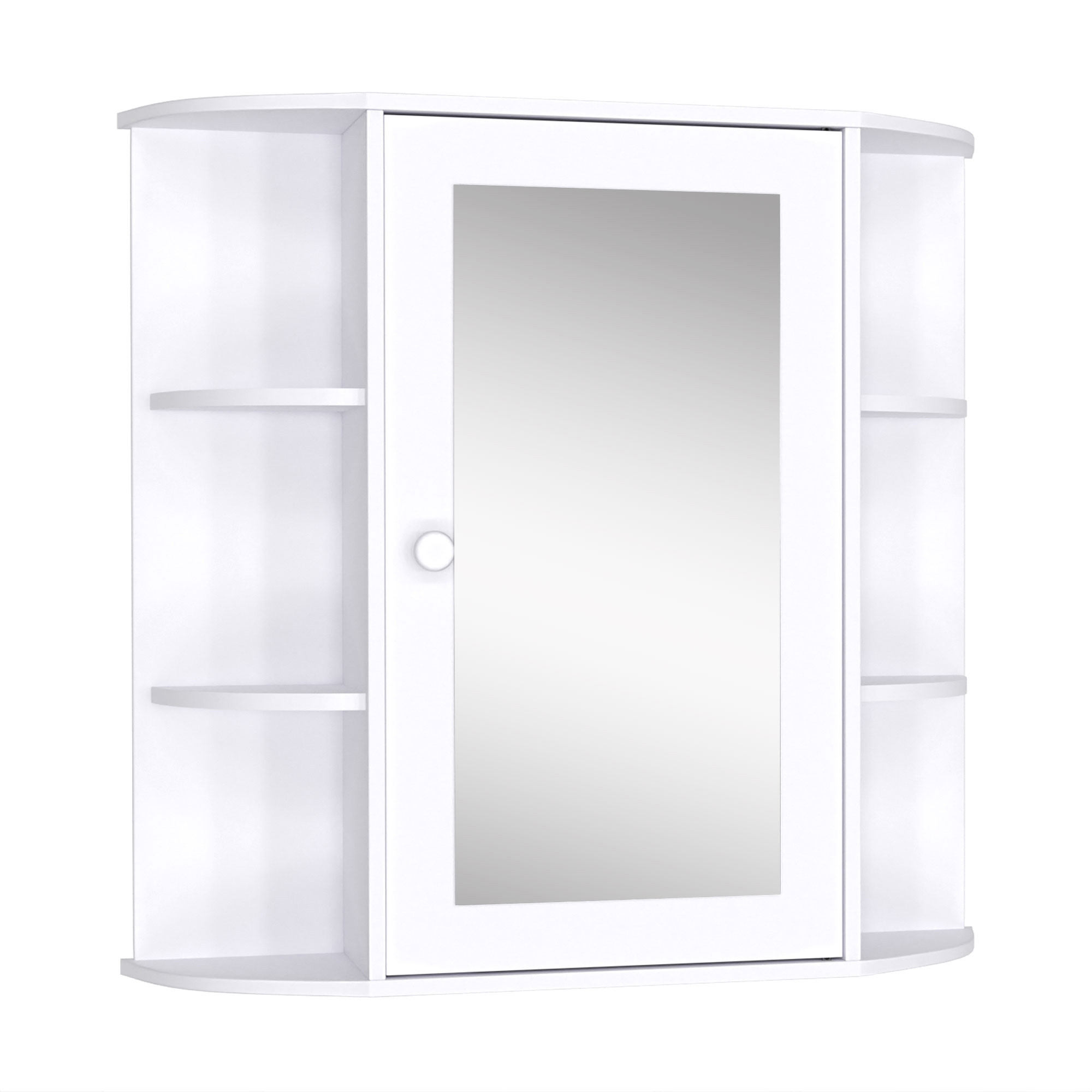 HOMCOM Spiegelschrank Badspiegel Wandmontage Hängeschrank Badezimmerregal Badeschrank 8 Fächer Mehrzweckschrank für Badezimmer MDF Weiß 66 x 17 x 63