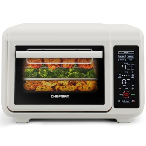 Chefman EasyAir 15 Qt. Air Fryer & Countertop Oven for Quick & Healthy Meals, Bake, Broil, Air Fry, Toast, and Bagel Functions, 450°F Max Temp, 4 Slice Toaster Oven Air Fryer Combo – White : Home & Kitchen
