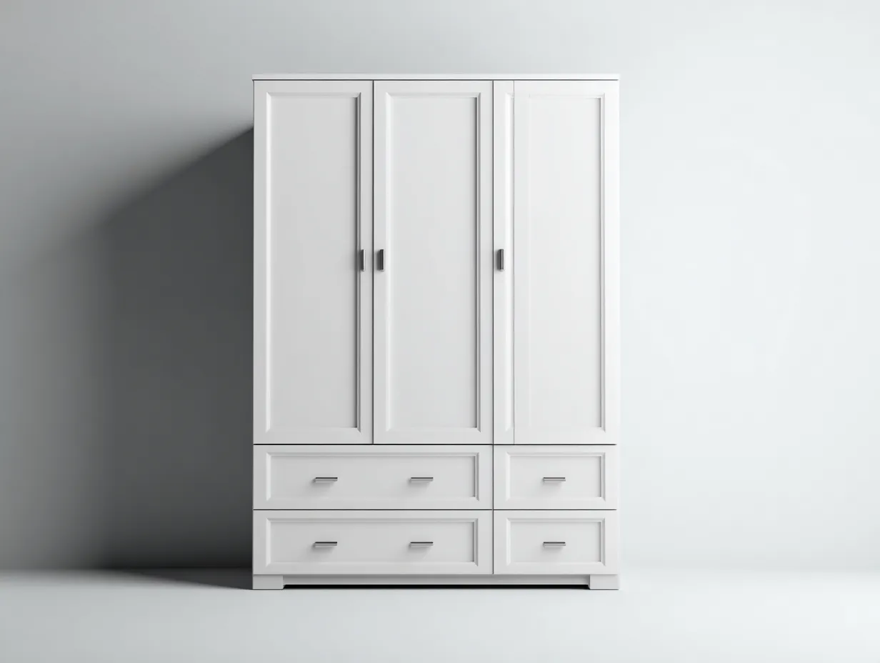Kleiderschränke mit drei Türen - Holzwerkstoff-Metall - 160x60x190 cm - Weiß - Klassisches Design