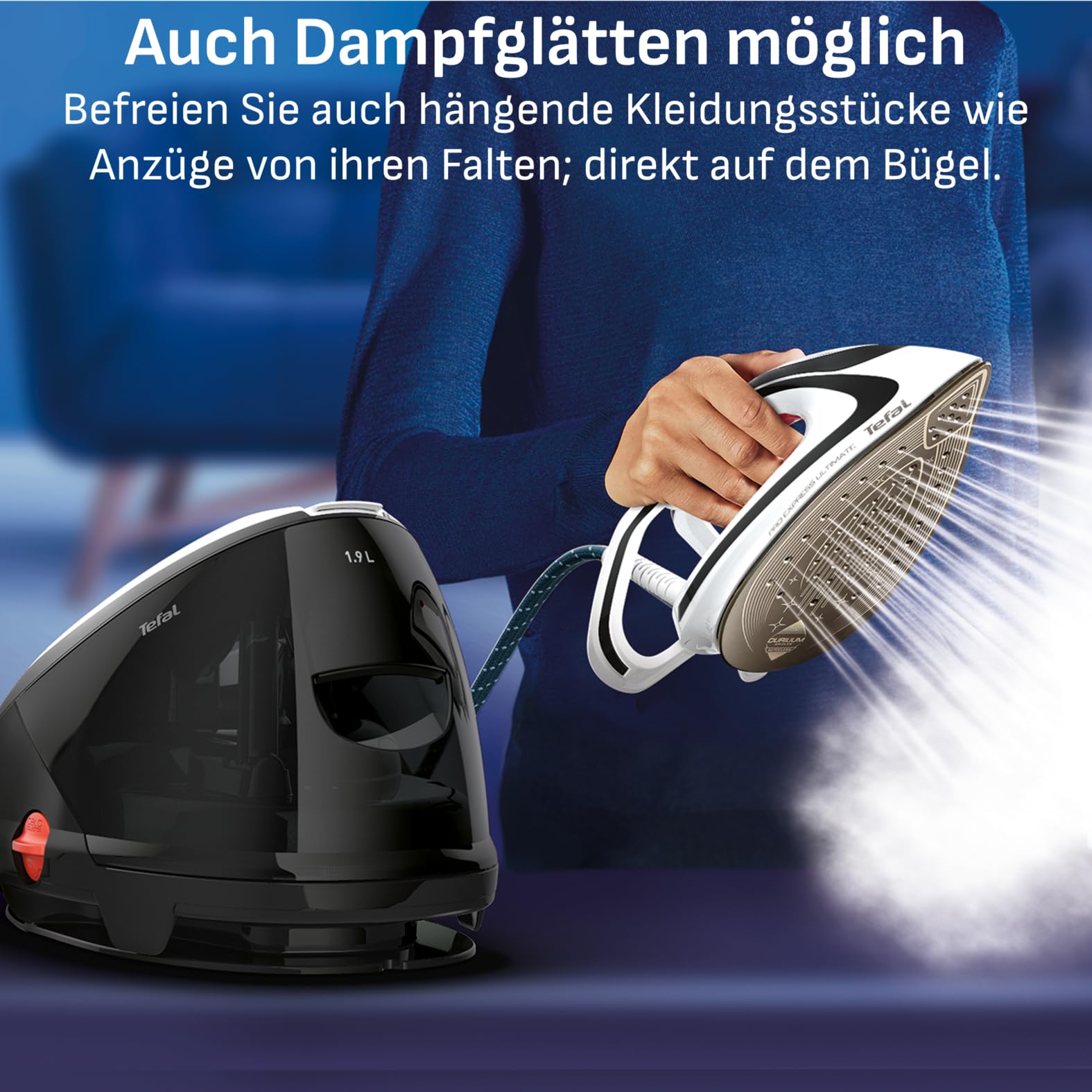 Tefal Pro Express Ultimate Dampfbügelstation mit starkem 8 Bar Druck für kraftvolles und schnelles Bügeln