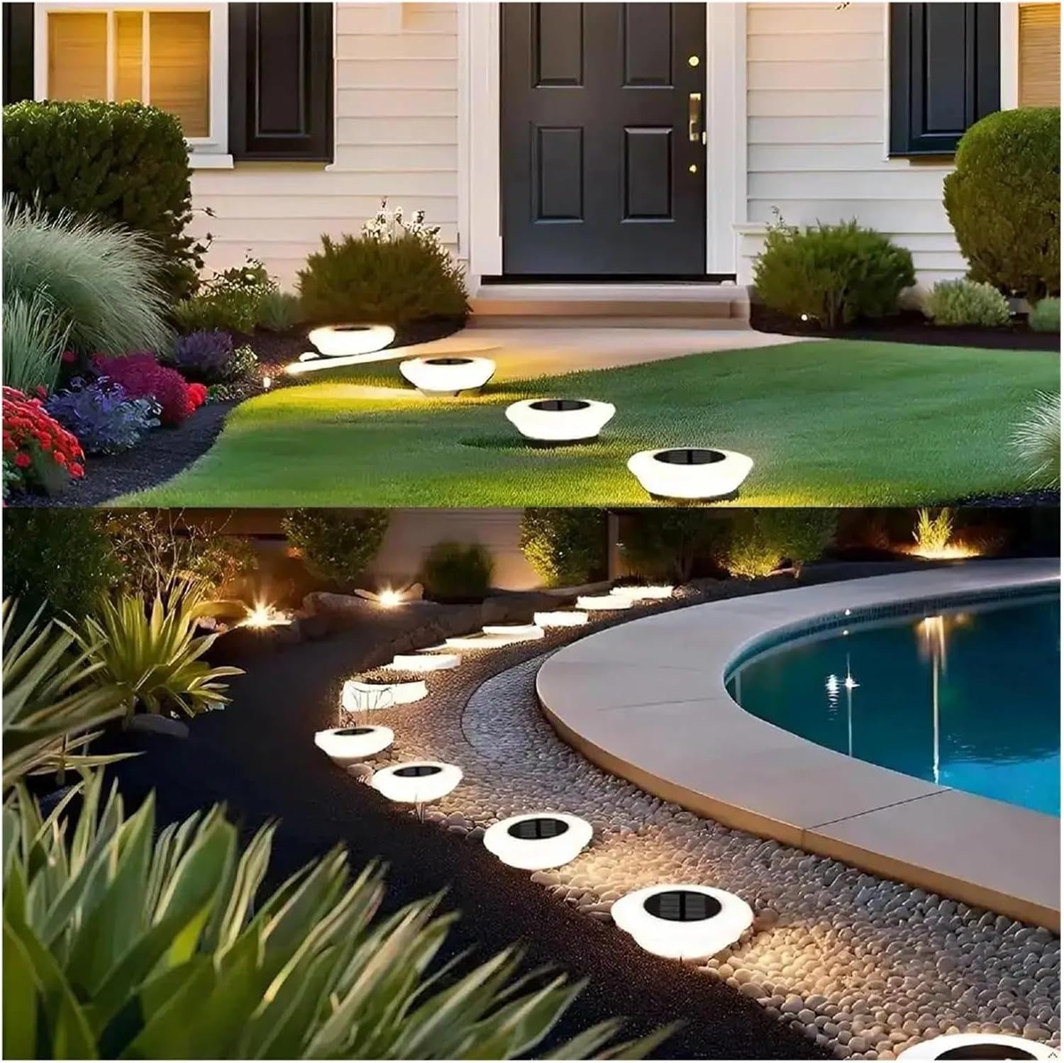 Wiederaufladbare Outdoor So Bodenleuchten Wasserdicht LED Gartenlampen Dekorative Landschaftsbeleuchtung für Rasen & Park Kaltweiß 4er Set Umweltfreundliche Beleuchtung