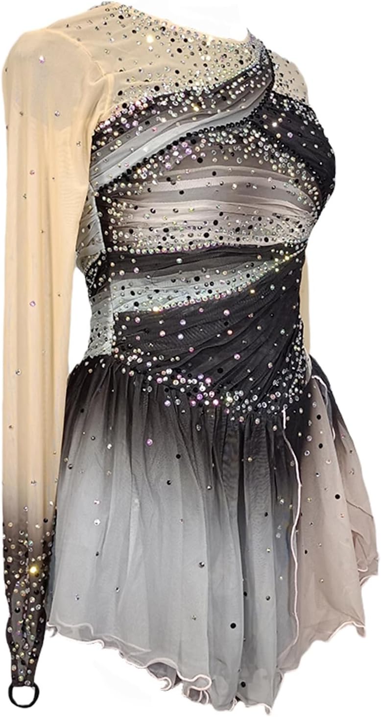 Professionelles Eiskunstlauf Kleid Für Mädchen Gradient Eislauf Wettkampfbekleidung Handgefertigte Outdoor Gymnastik Trikots Rollschuhrock