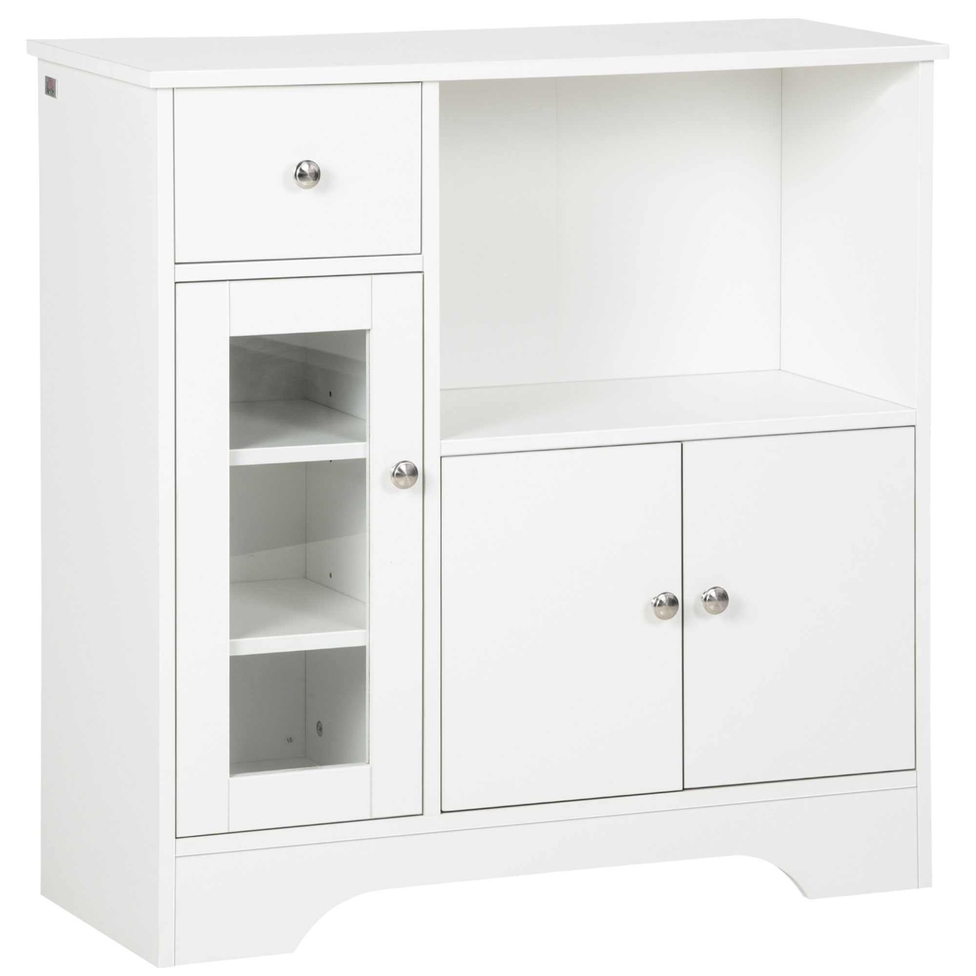 HOMCOM Sideboard, Kommode, doppeltüriges Schrankfach, verstellbare Einlegeböden, Kippschutz, Weiß, 80 x 30 x 82cm