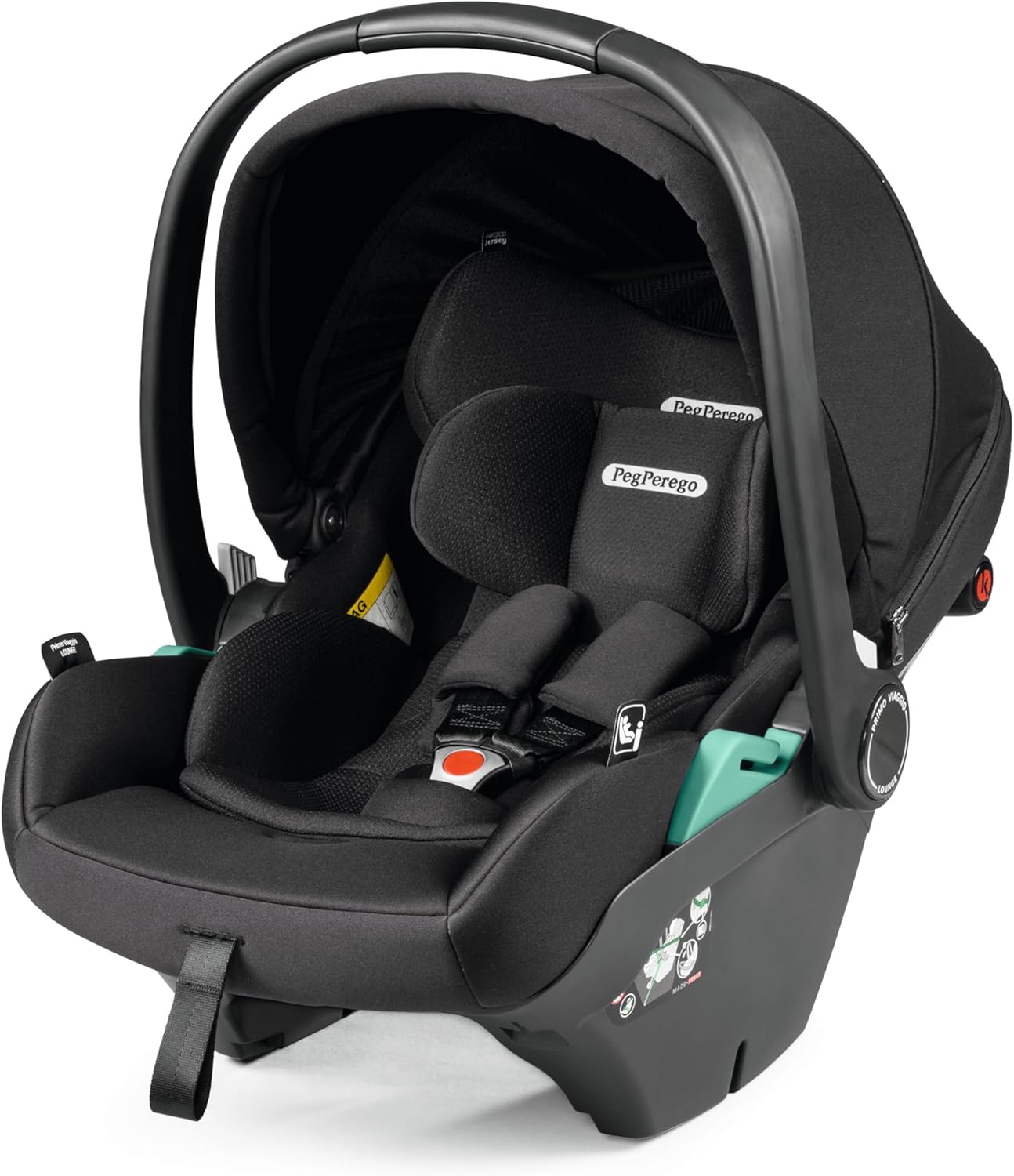 Peg Perego Primo Viaggio Lounge - Seggiolino Auto Neonato Reclinabile ISOFIX (40-87 cm), 0-15 mesi, 0-13 kg, Capottina UPF 50+, Seduta Imbottita, Protezioni Laterali, Compatibile con Passeggini, Onyx