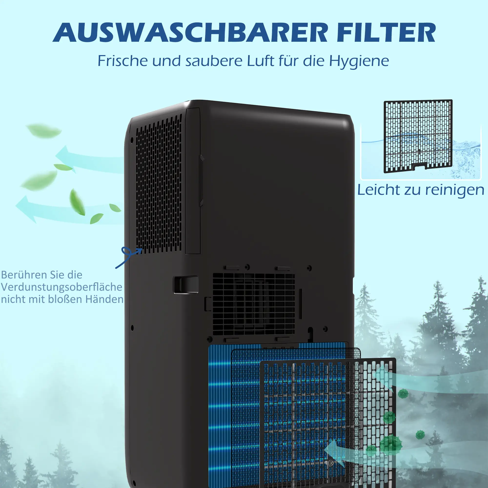 HOMCOM mobile Klimaanlage 3in1 9000BTU Timer Fernbedienung