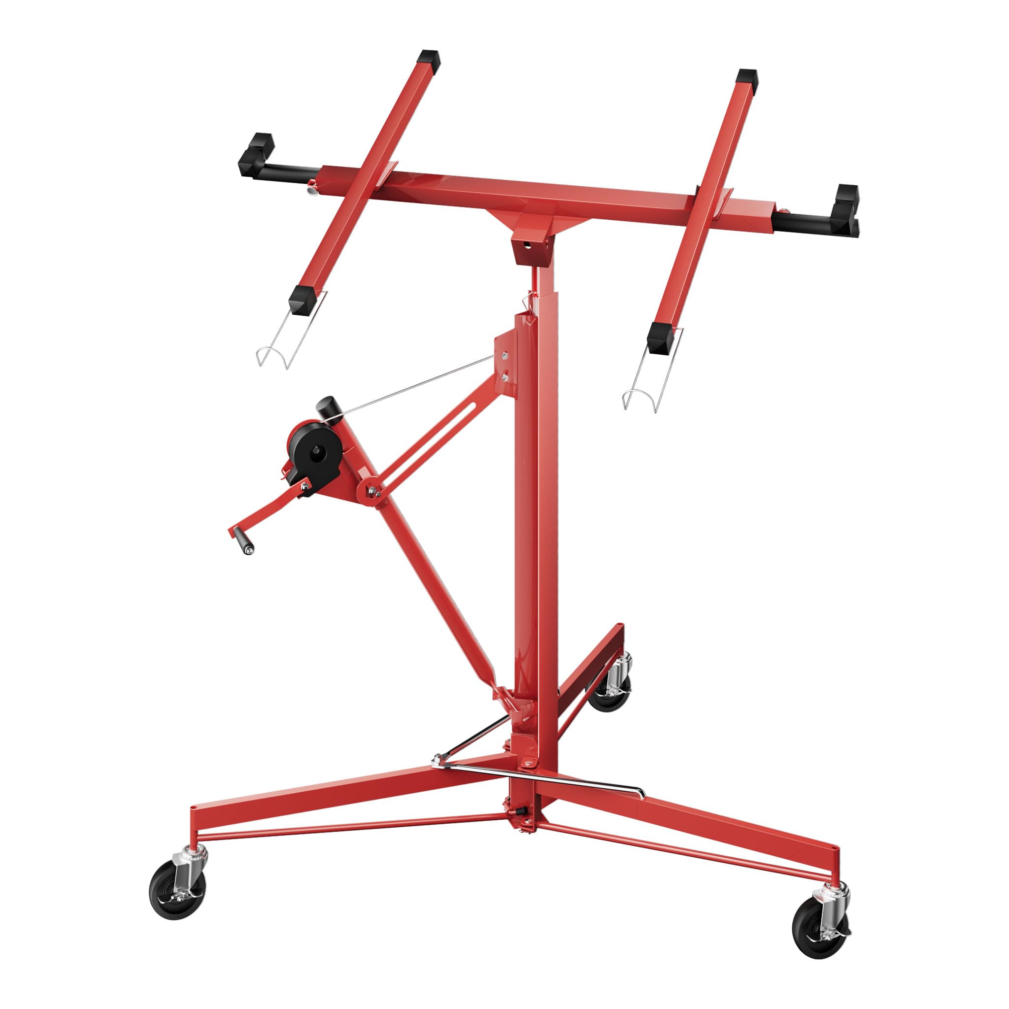 Wiltec XXL Plattenheber 68 kg 140 bis 350 cm hoch 2,90 m breit Einmannbedienung 3 Räder Feststellbremse rot