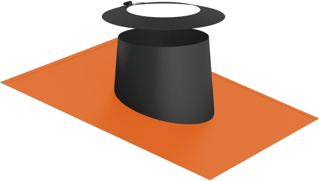Jeremias DW-Black Dachdurchführung Ø 180mm 5-15° Elastomerrand Wetterkragen schwarz Edelstahl Abgasanlage für Öl Gas Festbrennstoffe