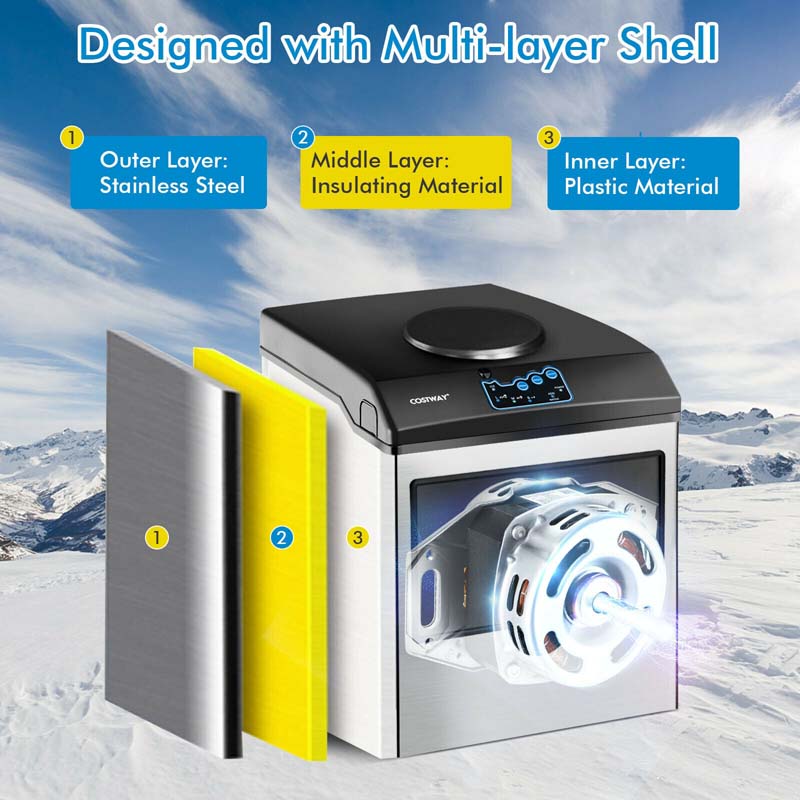 Eletriclife 2-in-1 Stainless Steel Countertop Ice Maker with Water Dispenser