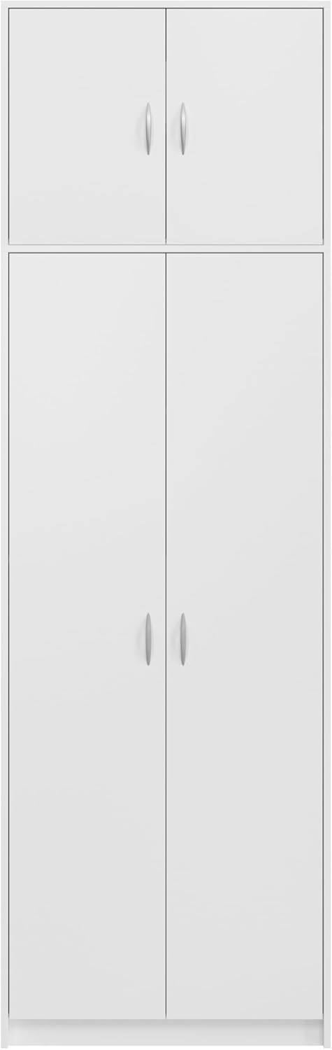 Armadietto alto multiuso, con 4 ante e 10 scomparti, 235 x 74 x 35 cm, (Bianco)