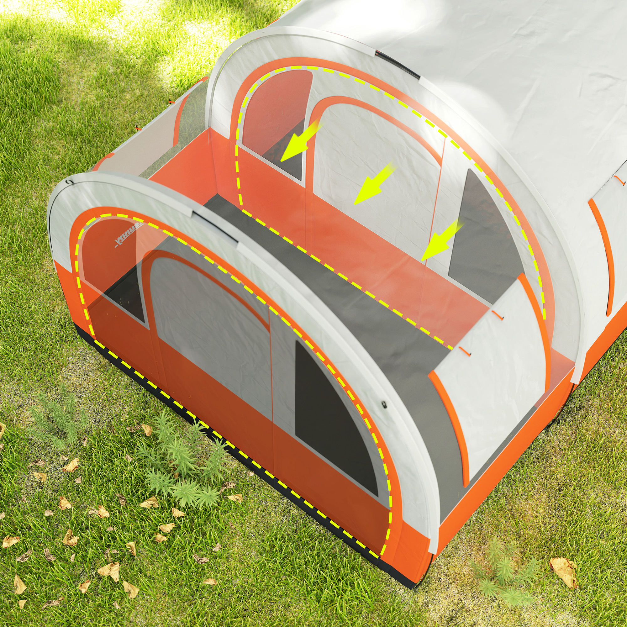 Campingtent tot 6 Pers, FamilieTent, Aparte Ruimtes, Waterdicht, Cr��mewit