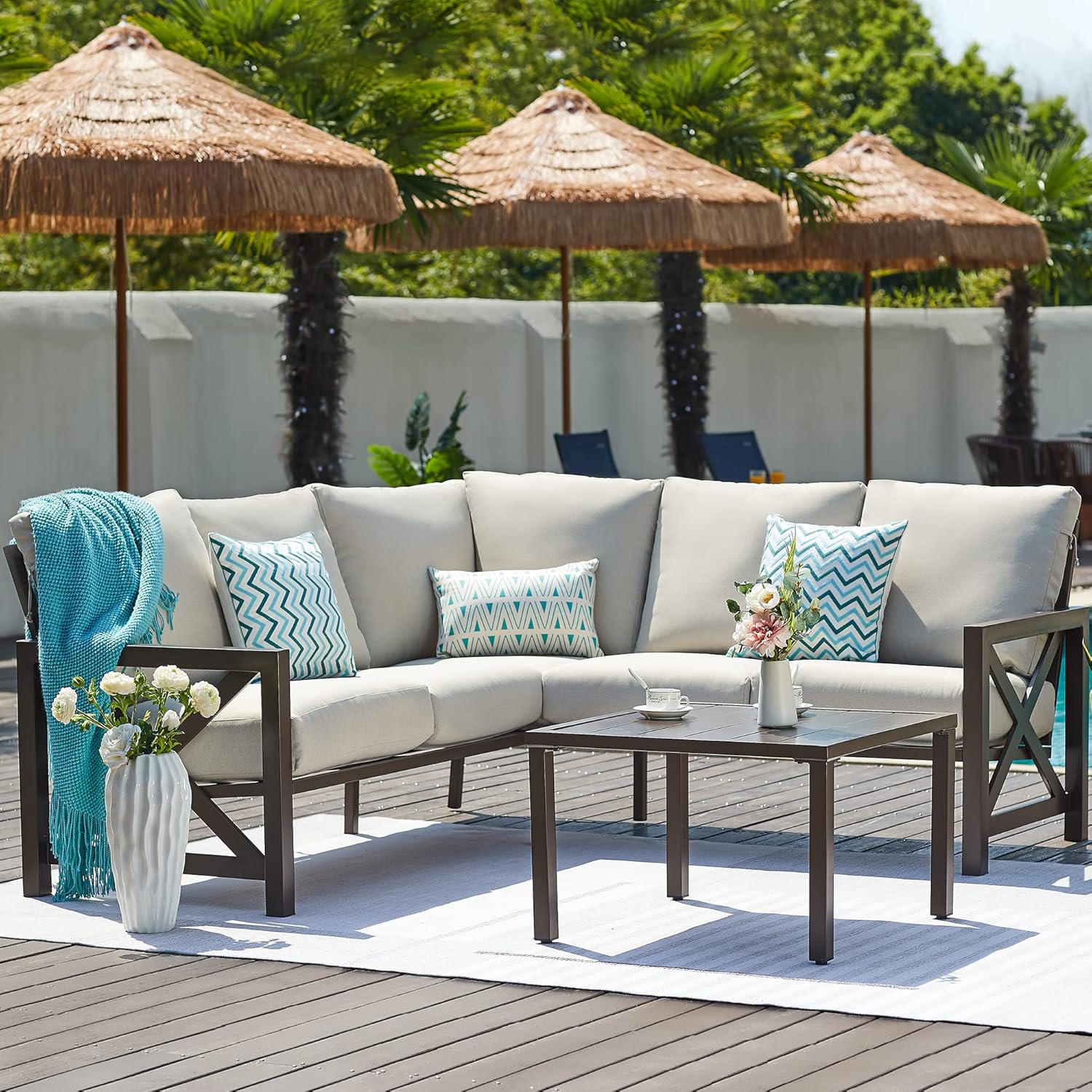 6 Pieces Patio Furniture Sets Metal Outdoor Sectional Furniture