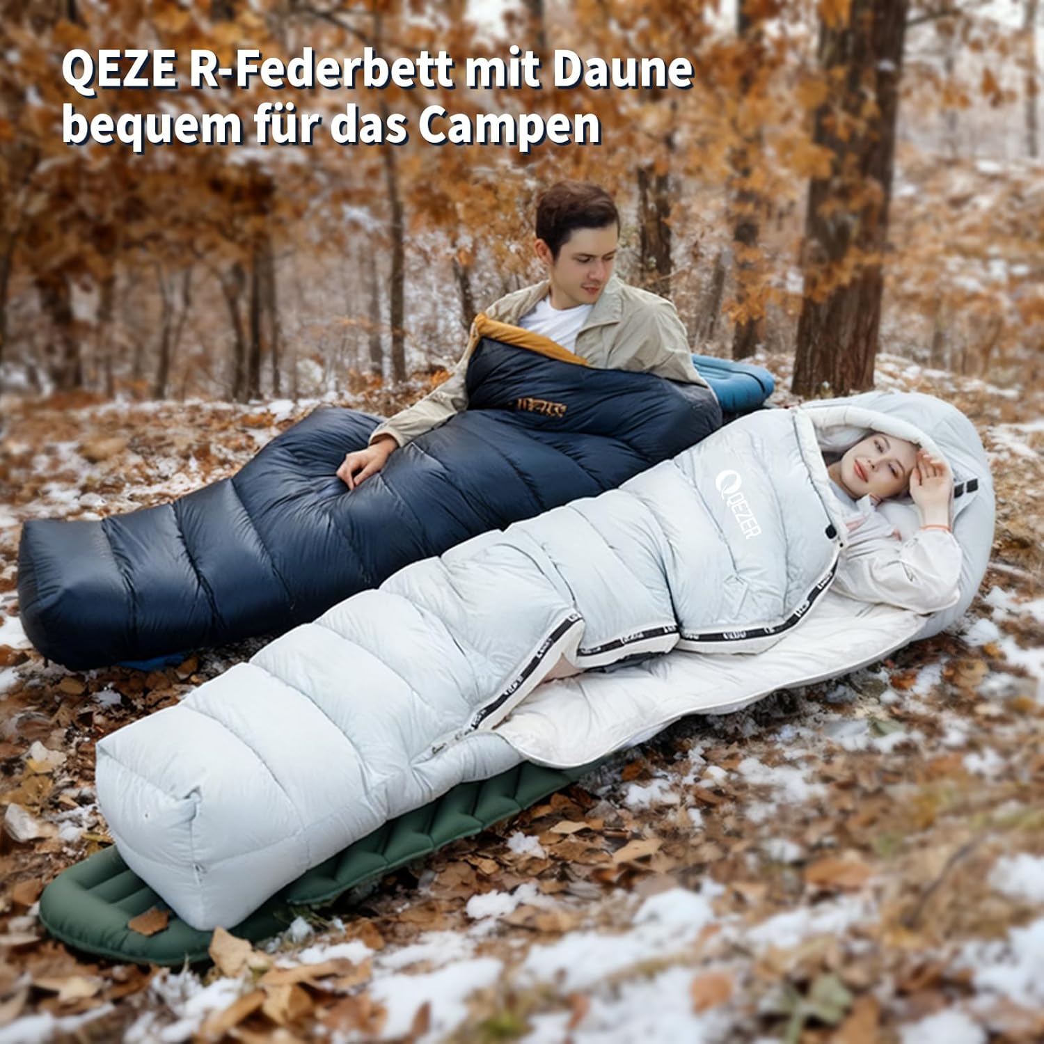 Daunenschlafsack, Winterschlafsack mit antistatischem Graphenfutter, 620FP Bauschkraft, 1450 Gramm, -24°C bis 0°C, geeignet für Camping, Wandern und Trekking.
