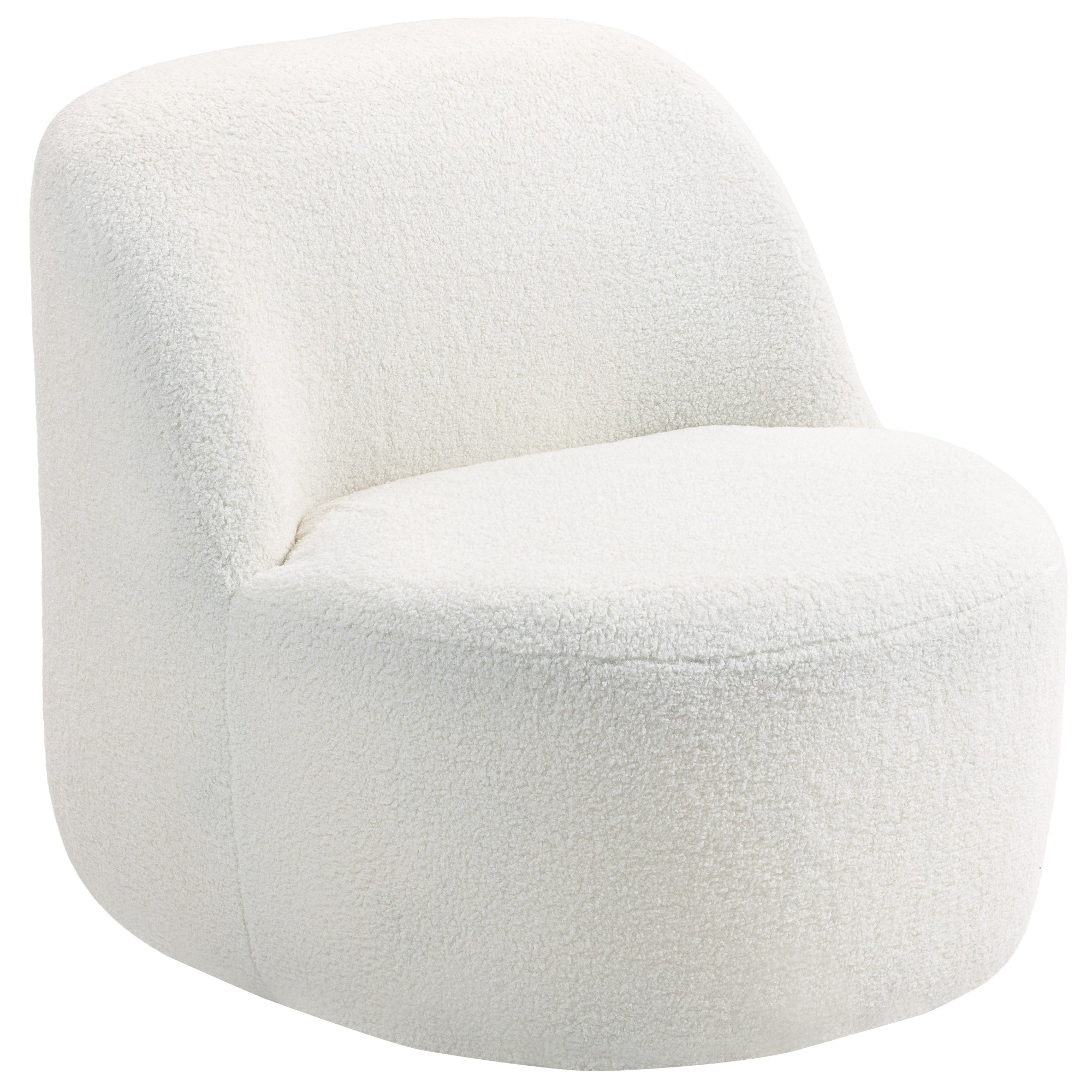 HOMCOM Wohnzimmerstuhl mit ergonomischer Rückenlehne aus Sherpa-Fleece und Schaumstoff, 73x82x71 cm, Cremeweiß
