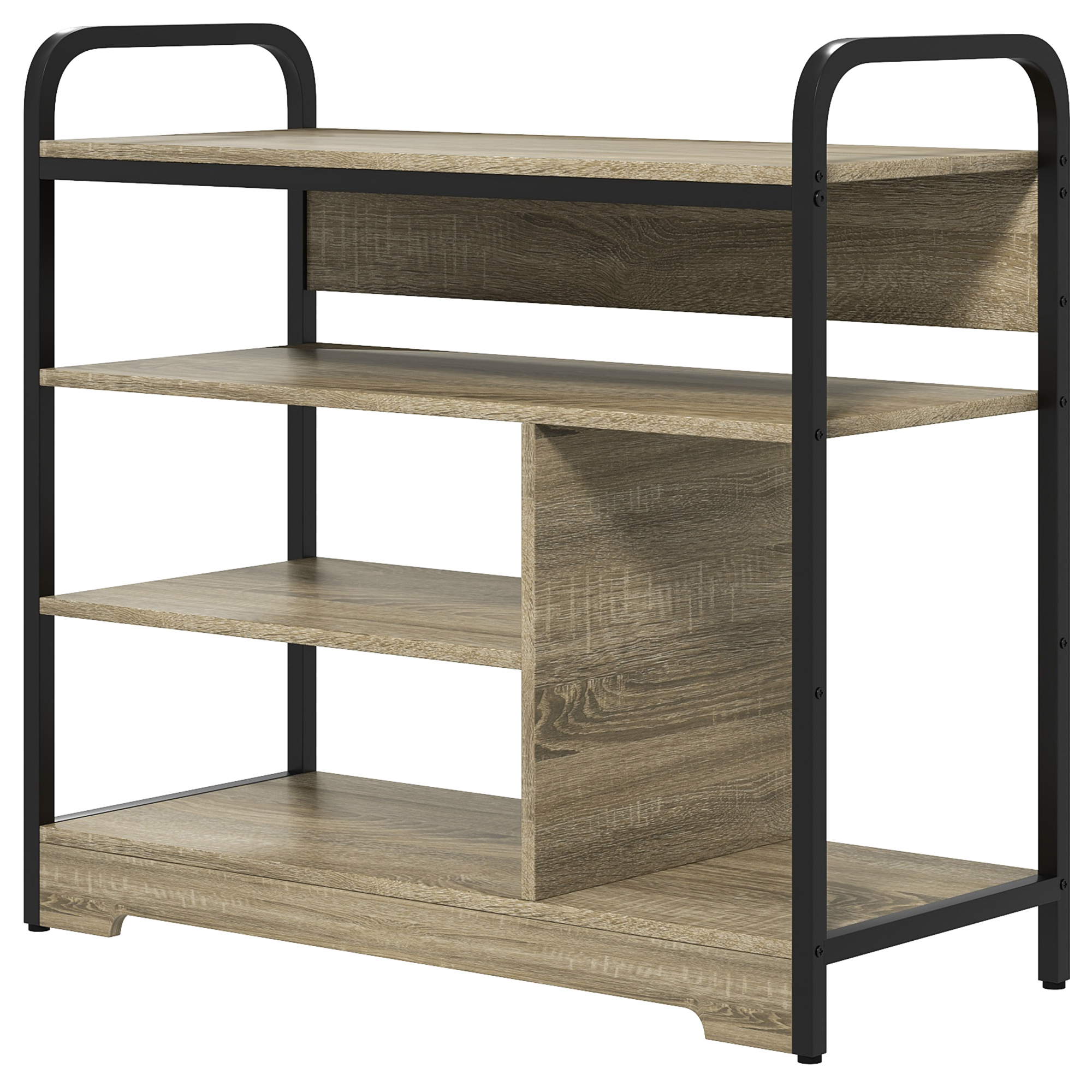 HOMCOM Schuhschrank 4 Ebenen, Schuhaufbewahrung 11 Paare Schuhe Metallrahmen - 70 B x 30 T x 65 H cm Schwarz