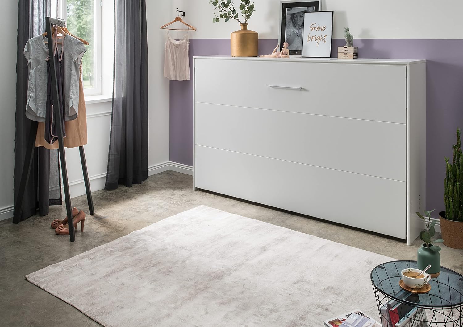 Klappbett Juist – Schrankbett in Eiche San Remo oder Weiß, Made in Germany, TÜV-geprüft, in 90x200 cm, 120x200 cm und 140x200 cm, Jugendbett oder Gästebett (140 x 200 cm in Weiß)