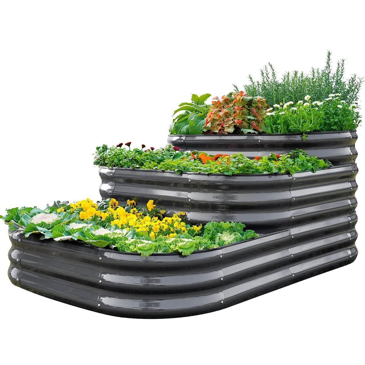 Galvanized 3 Tier Raised Garden Bed Kit &ndash; Durable Metal Planter, 43 Inches