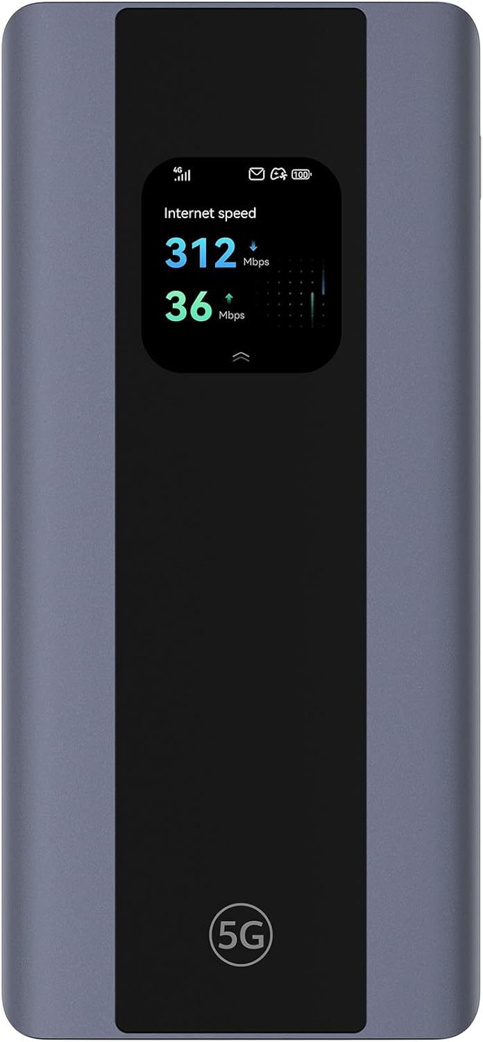 Router mobile e hotspot mobile portatile 5G Mobile WiFi Pro 5, E6888, Wi-Fi 6 AX3000, DL 3600 Mbps/UL 500 Mbps, con scheda SIM, batteria da 7000m Ah come accumulatore di carica