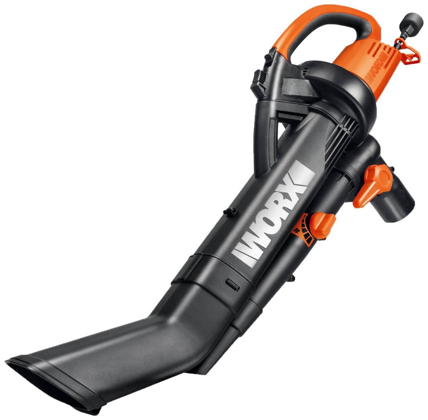 WORX WG505 Electric TriVac Blower/Mulcher/Vacuum, All Metal System, 16:1 Mulch Ratio, 350 CFM, 75 210 MPH, Lightweight & Compact