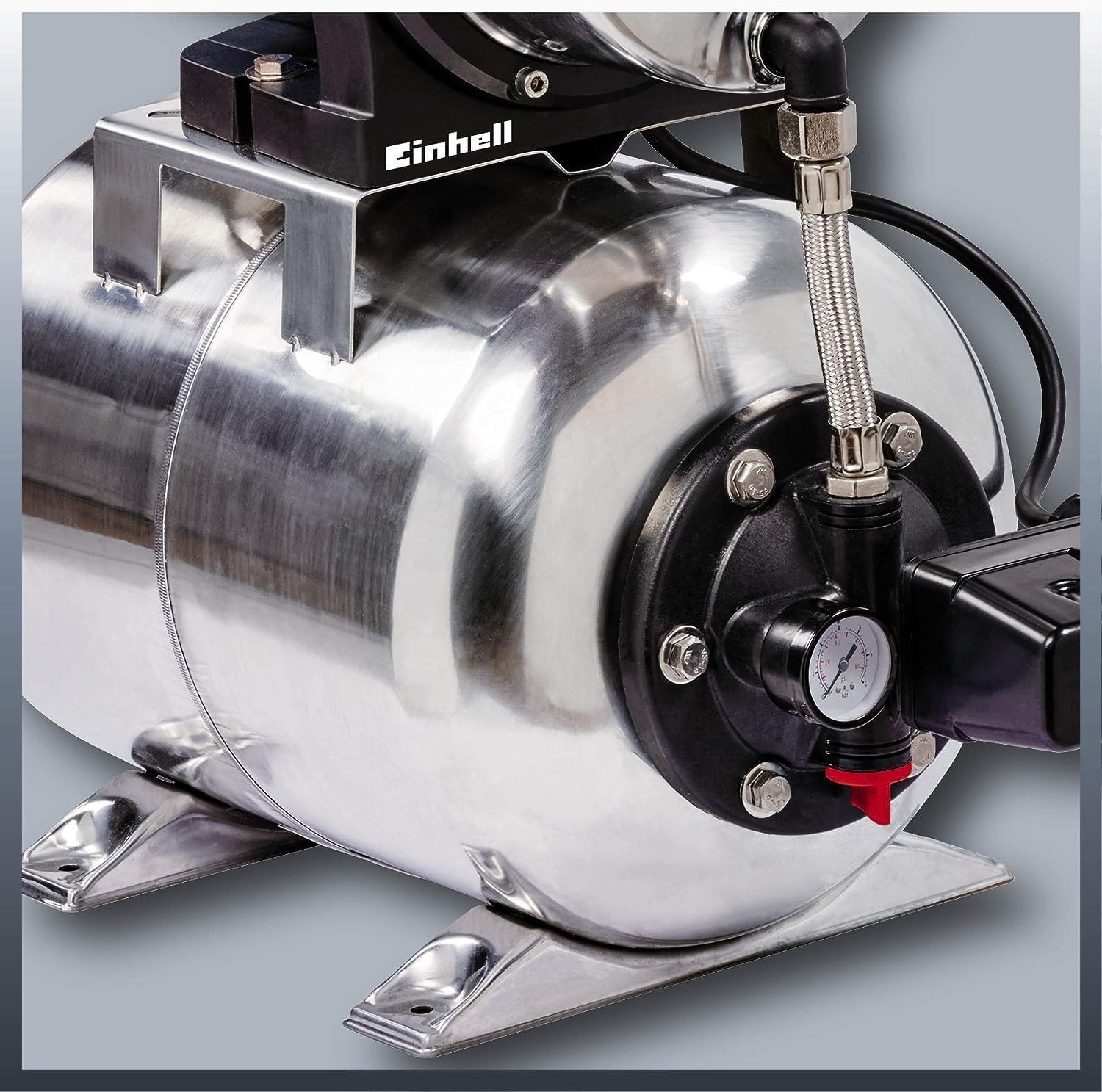Einhell Hauswasserwerk GC-WW 1250 NN (1200 W, max. 5 bar, 5000 L/h Fördermenge, max. 50 m Förderhöhe, wartungsfreier Motor, Wasserablassschraube, 20 L Edelstahldruckkessel)