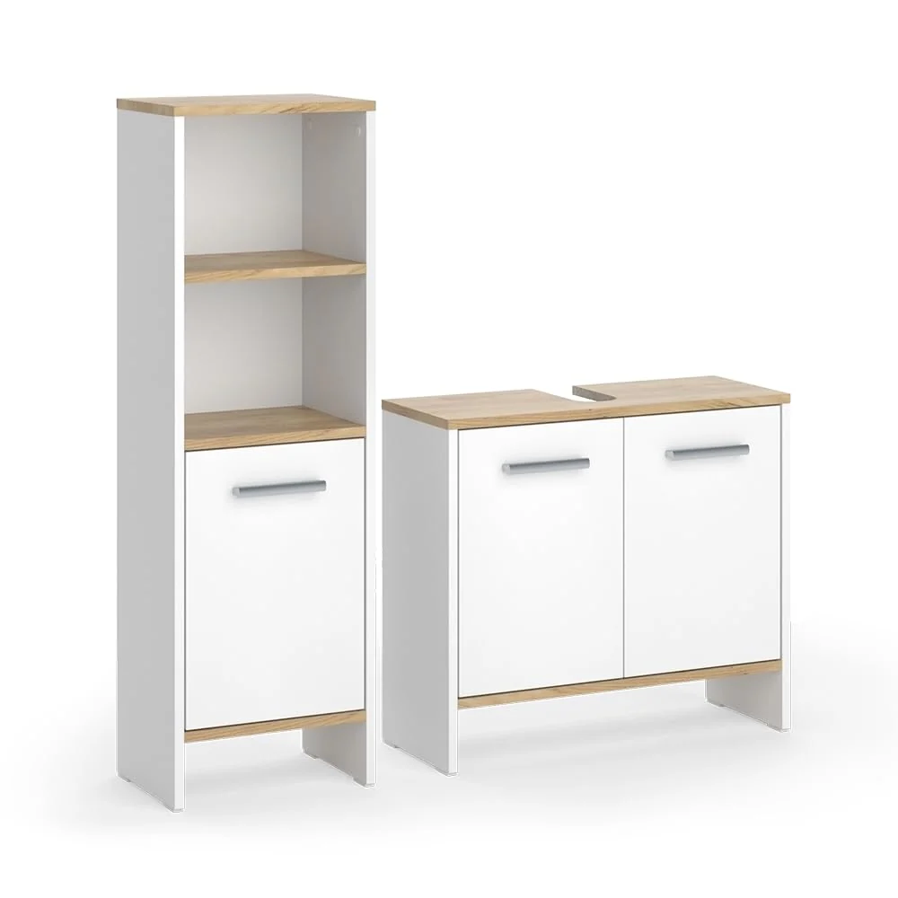 Vicco Badmöbel-Set Karli mit Waschbeckenunterschrank, modernes Badezimmermöbel-Set