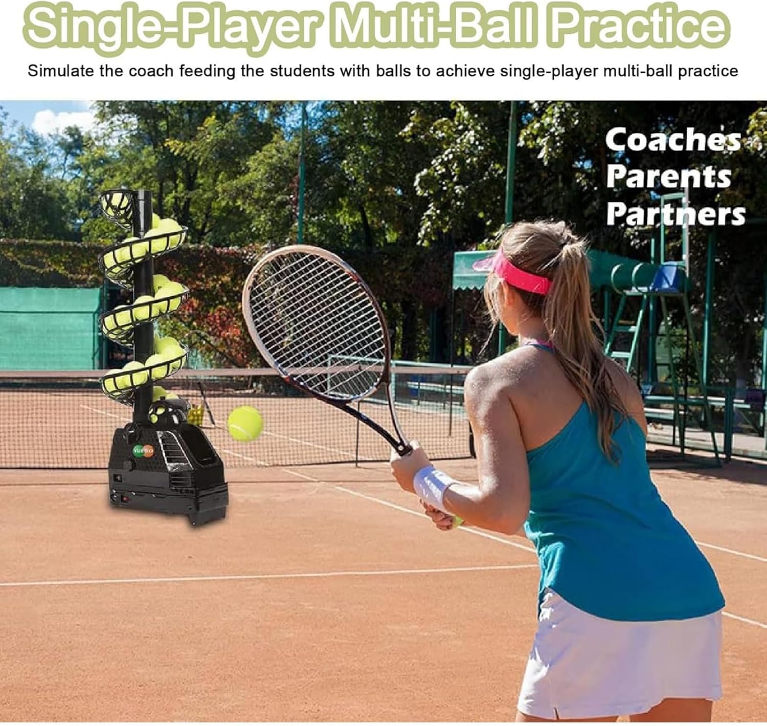 Leichte Tennisballmaschine, 3,5 Sek. Frequenz, 28 Bälle, Gelber Verbundstoff, Tennis-Trainer für Erwachsene