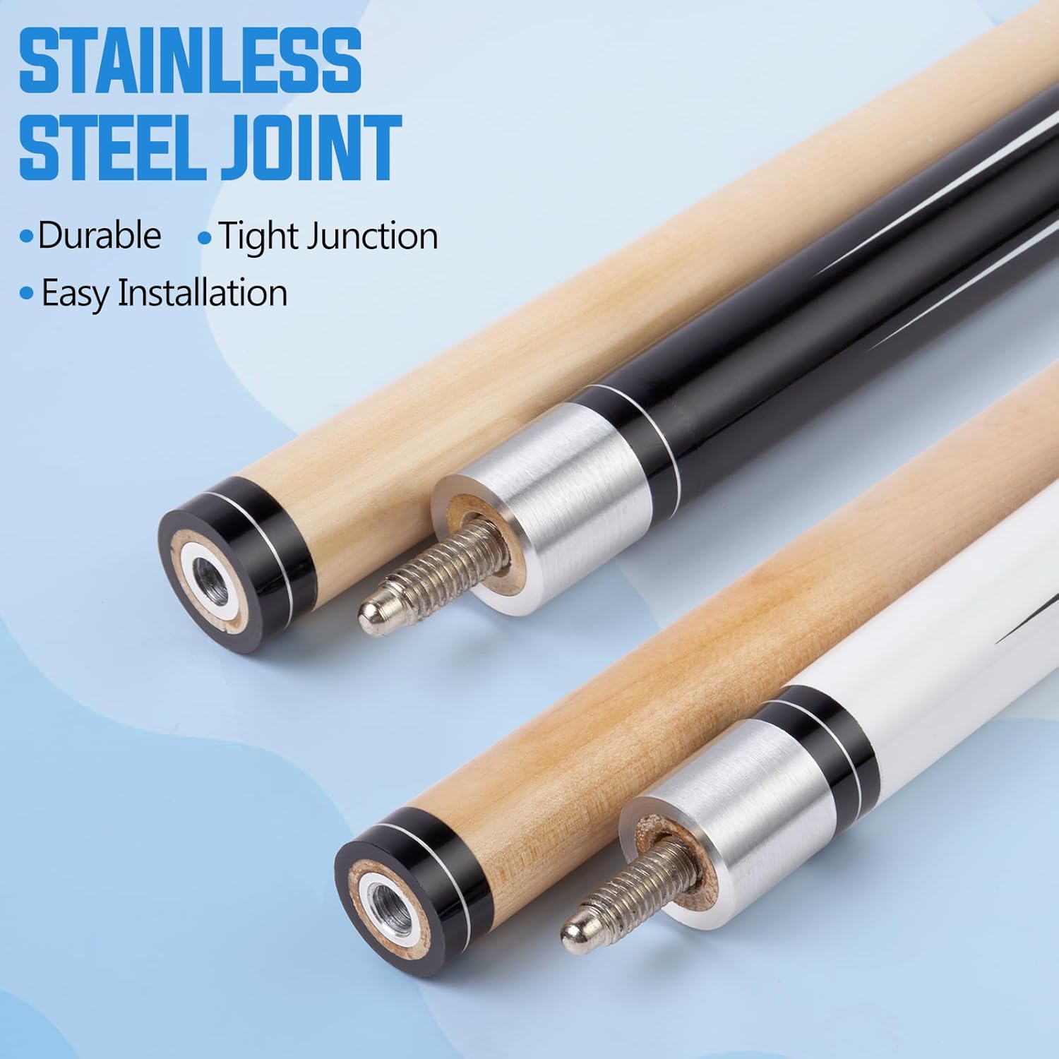 Sinsilvie 13mm 58 Pollici 19 20 Once Stecche Biliardo Pool,1/2 Maple Pool Cue Stick,Bastone da Biliardo da Bar per Uomini e Donne.