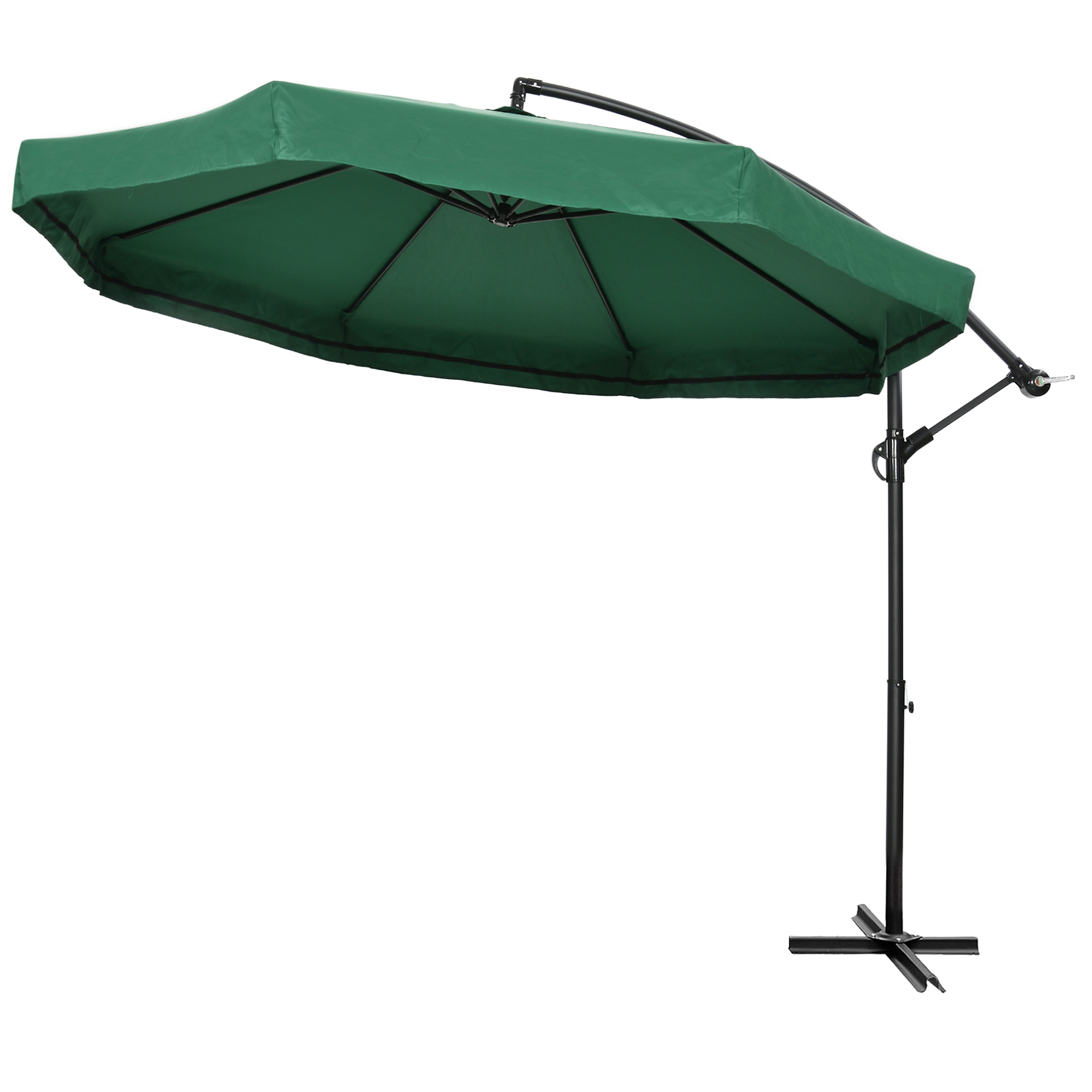 Outsunny Freiarmschirm mit Kurbel und X-förmigem Standfuß mit Moskitonetz Ø 295 x 240H cm grün