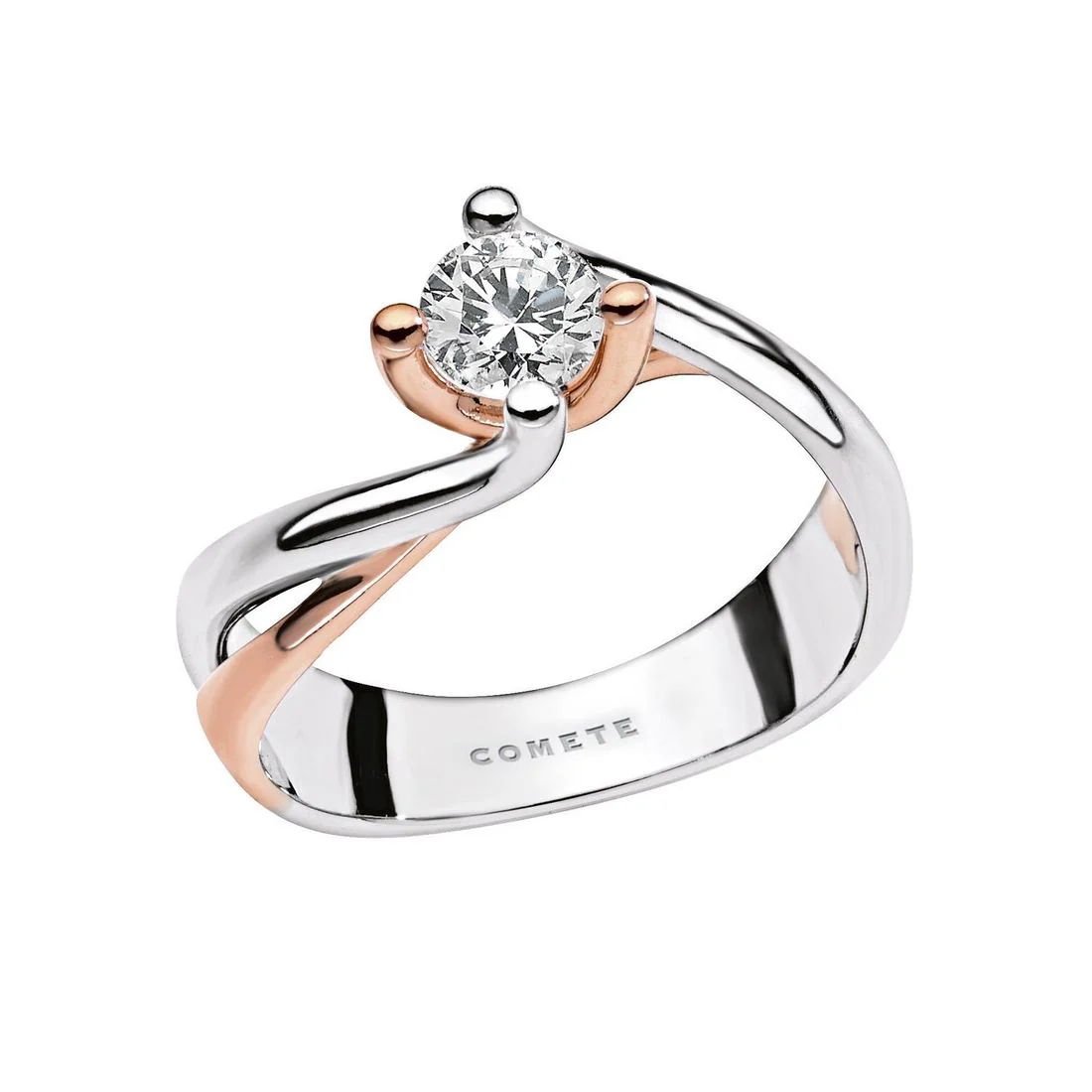 Anello solitario bicolore Comete Gioielli brillante ct 0,10 - ANB 1824