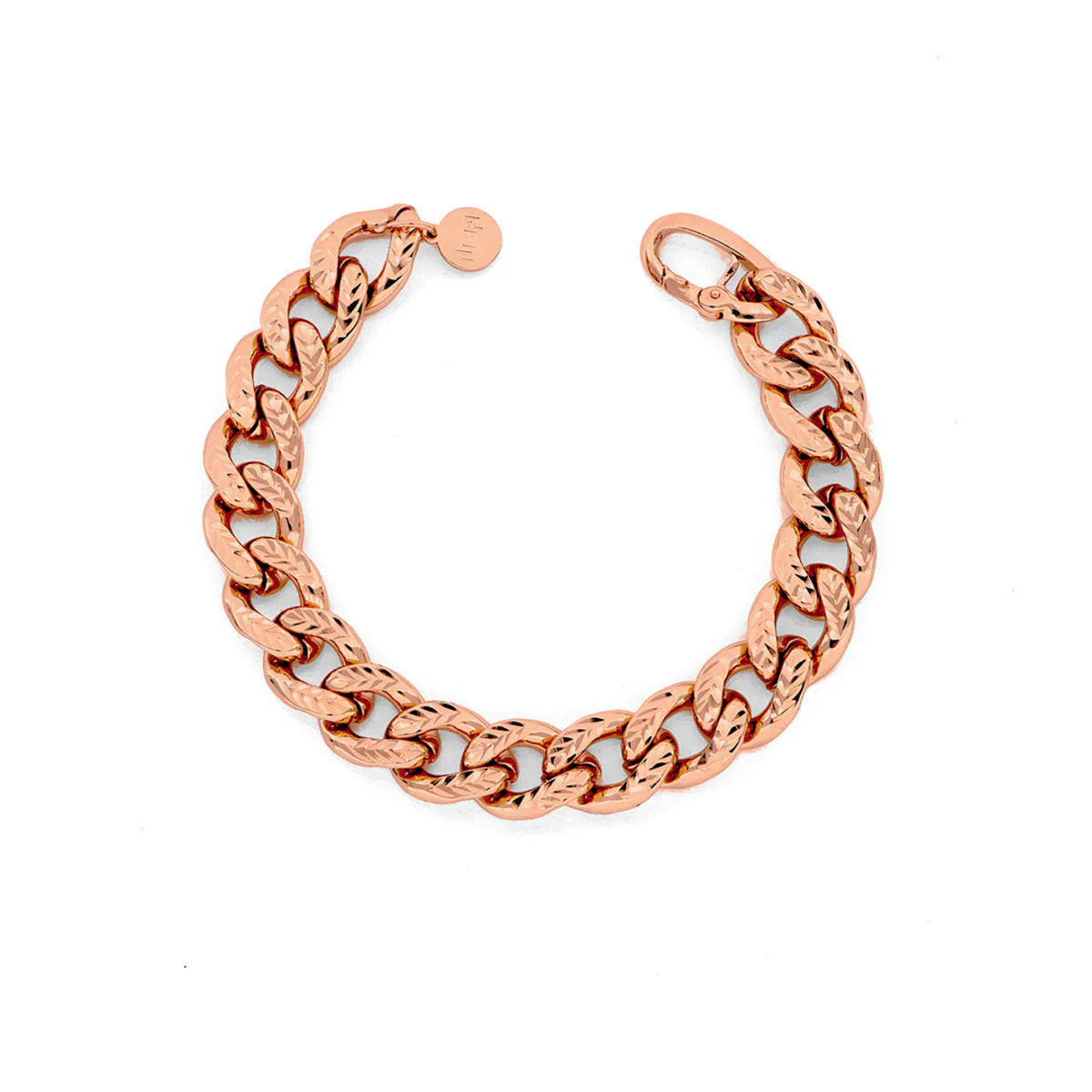 Bracciale Unoaerre 1720 a groumette diamantata in bronzo dorato rosa