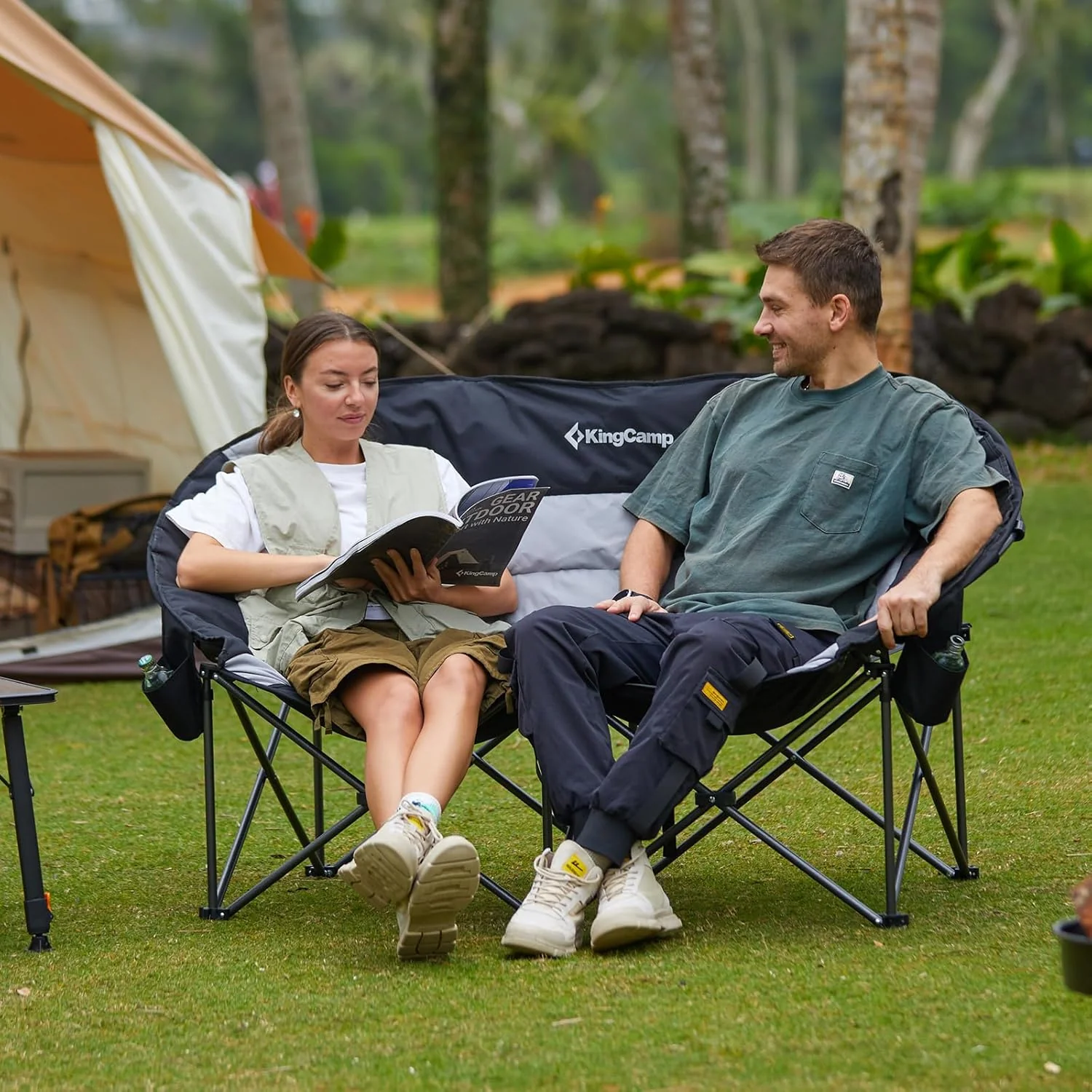 Double Camping Chair Oversized Heavy Duty Loveseat for Adults