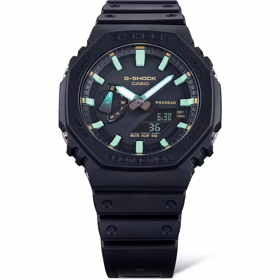 Orologio G-Shock GA-2100RC-1AER nero indici turchesi