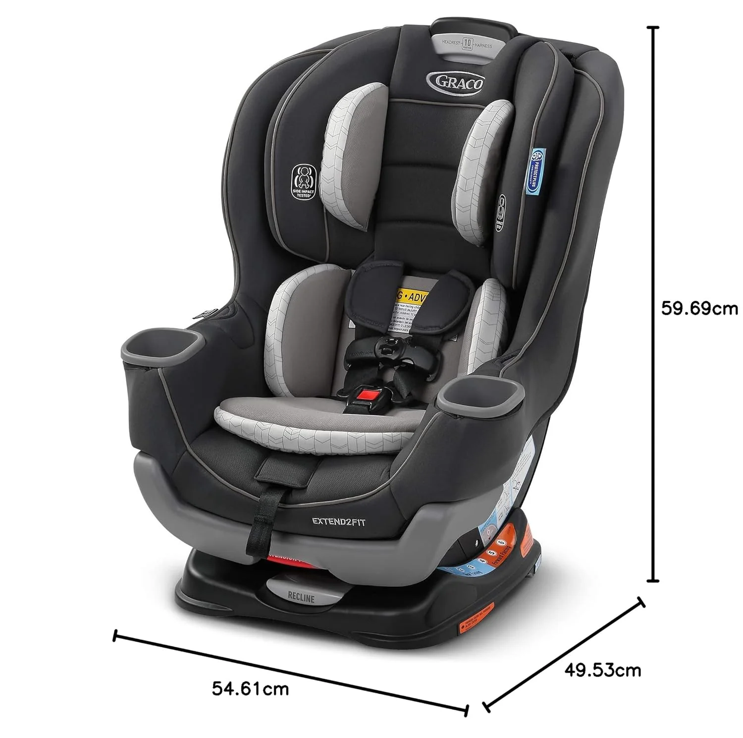 Extend2Fit Convertible Baby Car Seat, Rear and Forward Facing, Adjustable Extension Panel for Extra Legroom, Gotham