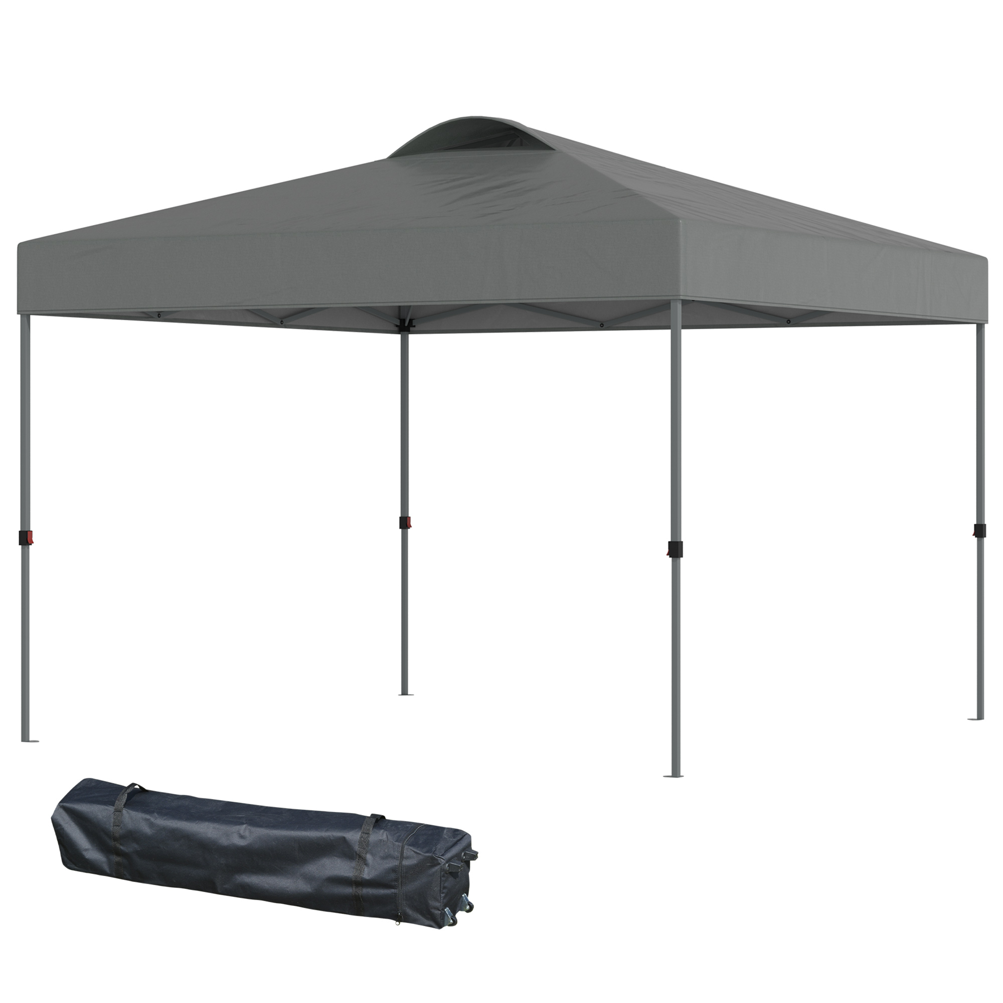 Outsunny Garten-Pavillon, Faltpavillon, Festzelt, Gartenzelt inkl. Heringe Abspannseile, Oxfordstoff, 2,95 x 2,95 x 2,64 m, Grau