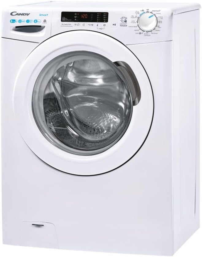 Candy Smart CSWS4852DW3/1-11, Lavasciuga a carica frontale, 8+5 KG, Classe D, 1400 giri, 79 dB, Partenza Ritardata, 16 programmi, Bianco, AxLxP 85x60x53 cm