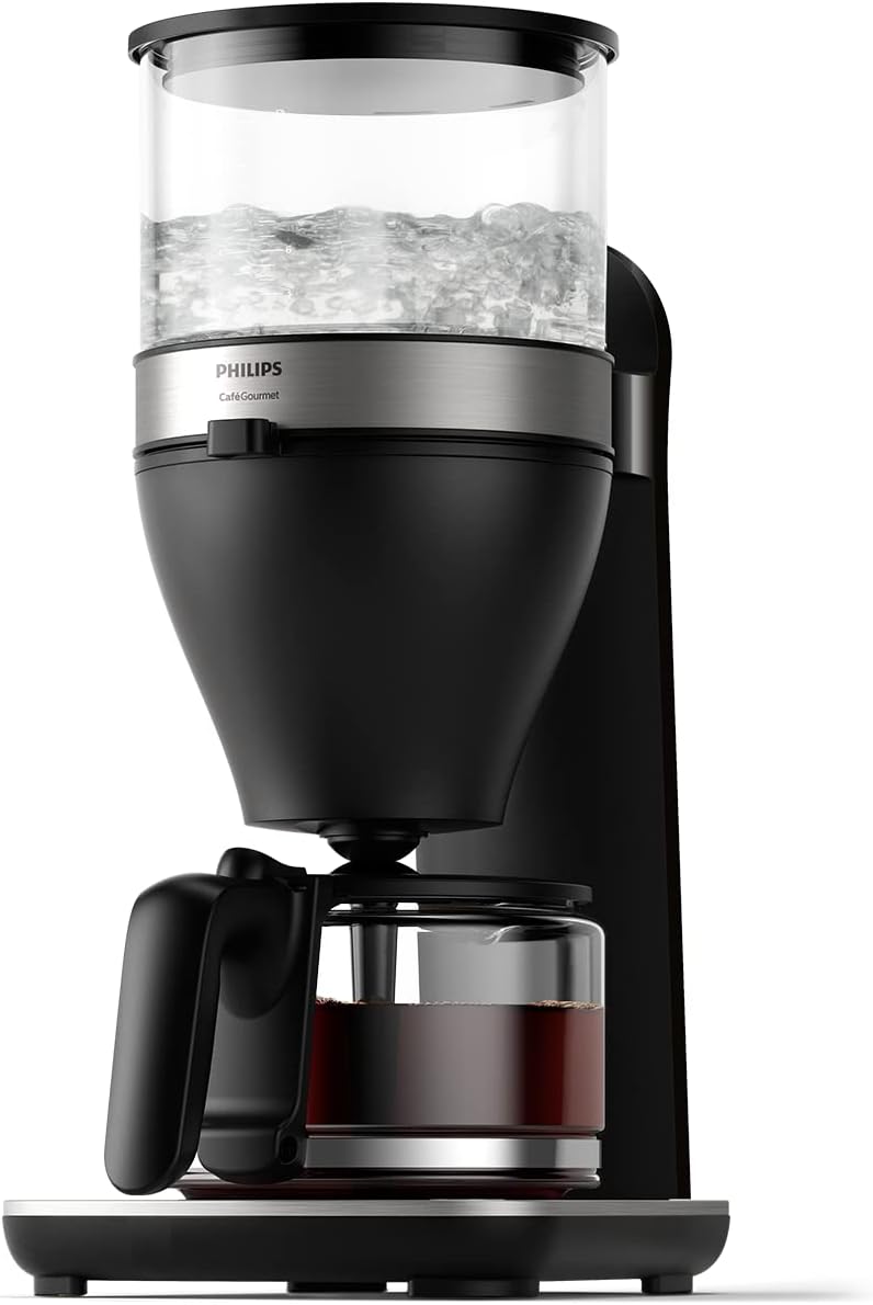 Philips All-in-1 Filterkaffeemaschine - integriertes Kegelmahlwerk für frisch gemahlenen Kaffee - Duo-Bohnenbehlter, 1,25-L-Glaskanne, individuelle Einstellung der Intensitt (HD7900/50)
