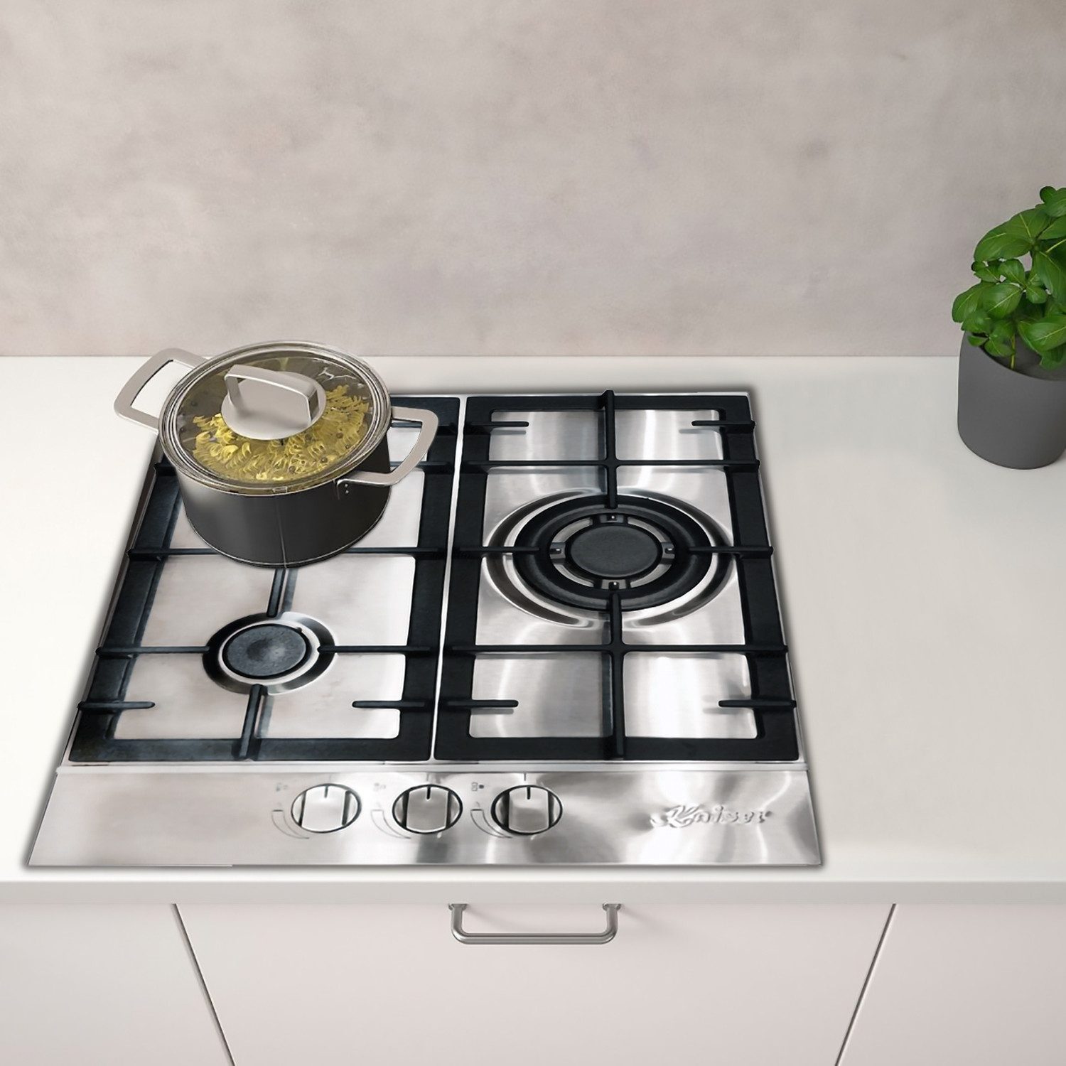 Gas-Kochfeld 45 cm, Einbau Herd, Gasherd, 3,8 kW WOK, Erdgas Fl.Gas KG 4354 Turbo