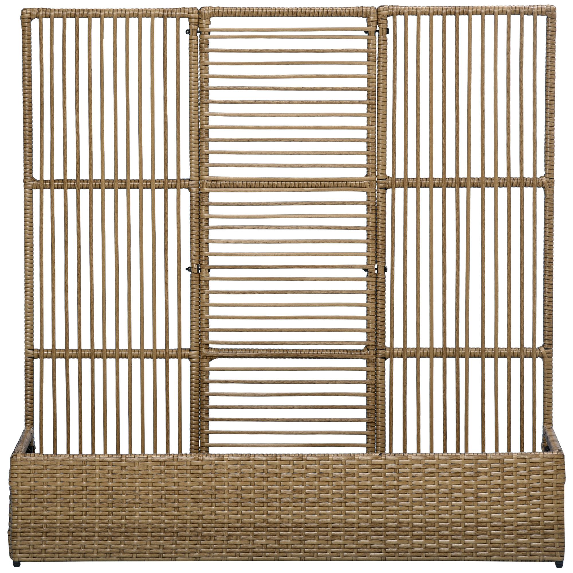 Outsunny Blumenkasten mit Spalier, wetterfest, Polyrattan, 103 x 103 x 29 cm, Sandfarbe