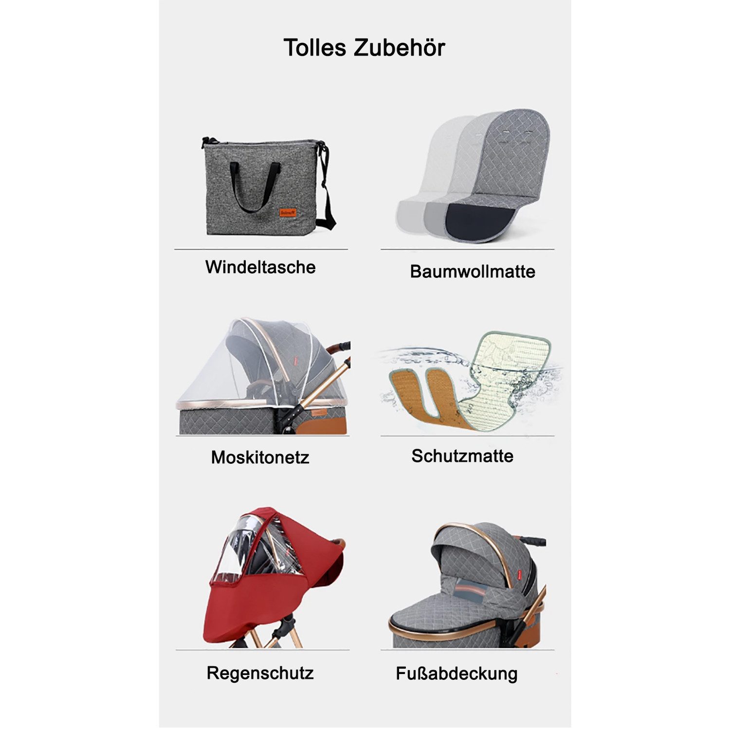 Kombi-Kinderwagen Babyschale Baby Buggy Babywanne Windeltasche
