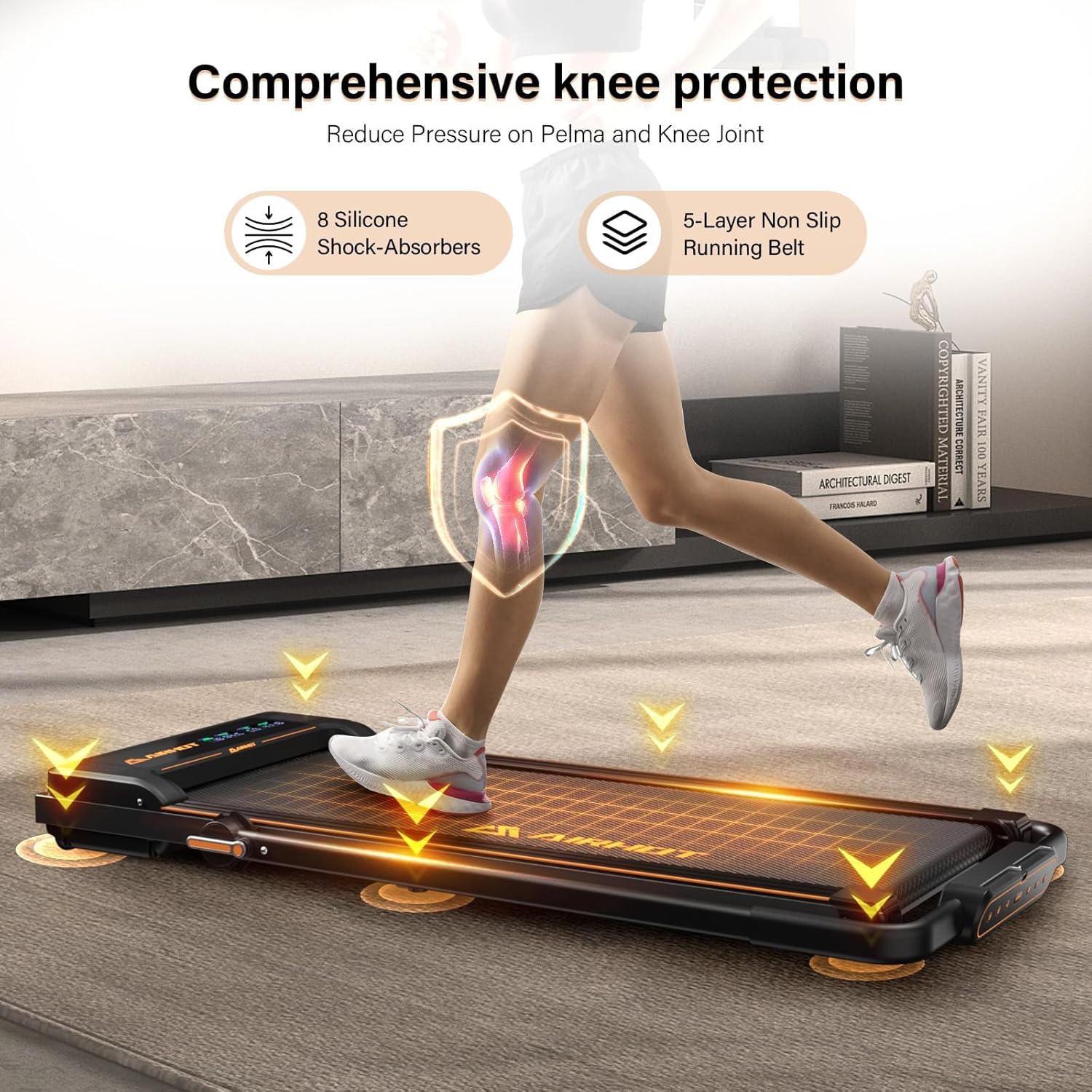 Laufband für Zuhause-AIRHOT, 2,5 PS Walking Pad, Untertisch-Laufband mit Fernbedienung und LED-Anzeige, maximale Geschwindigkeit von 6 km/h BZW. 12 km/h. Kompaktes Laufband für zuhause oder das Büro