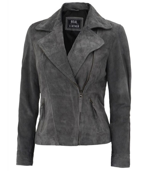Women’s Suede Leather Asymmetrical Biker Jacket