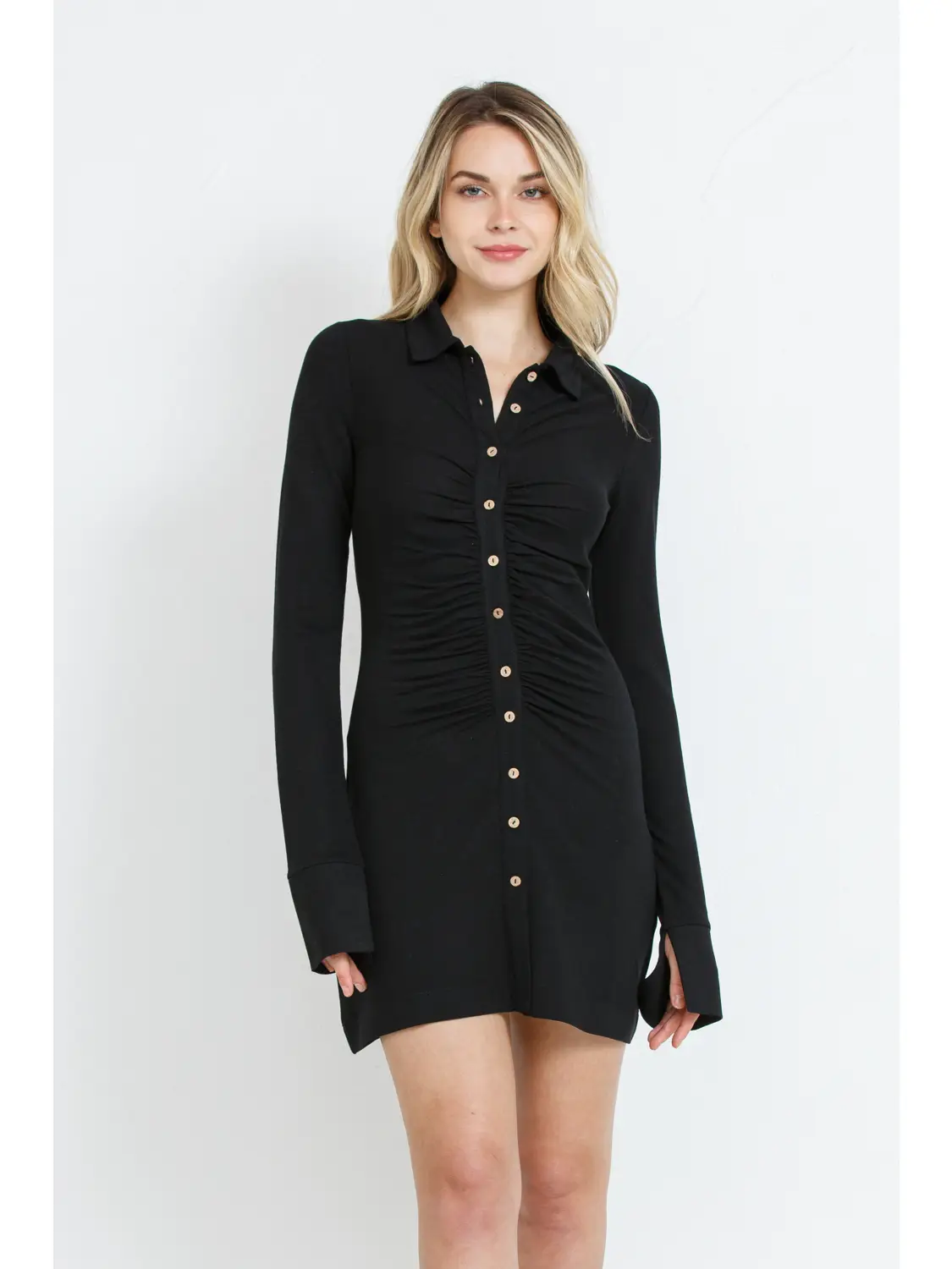 Shimering Jersey Ruched Placket