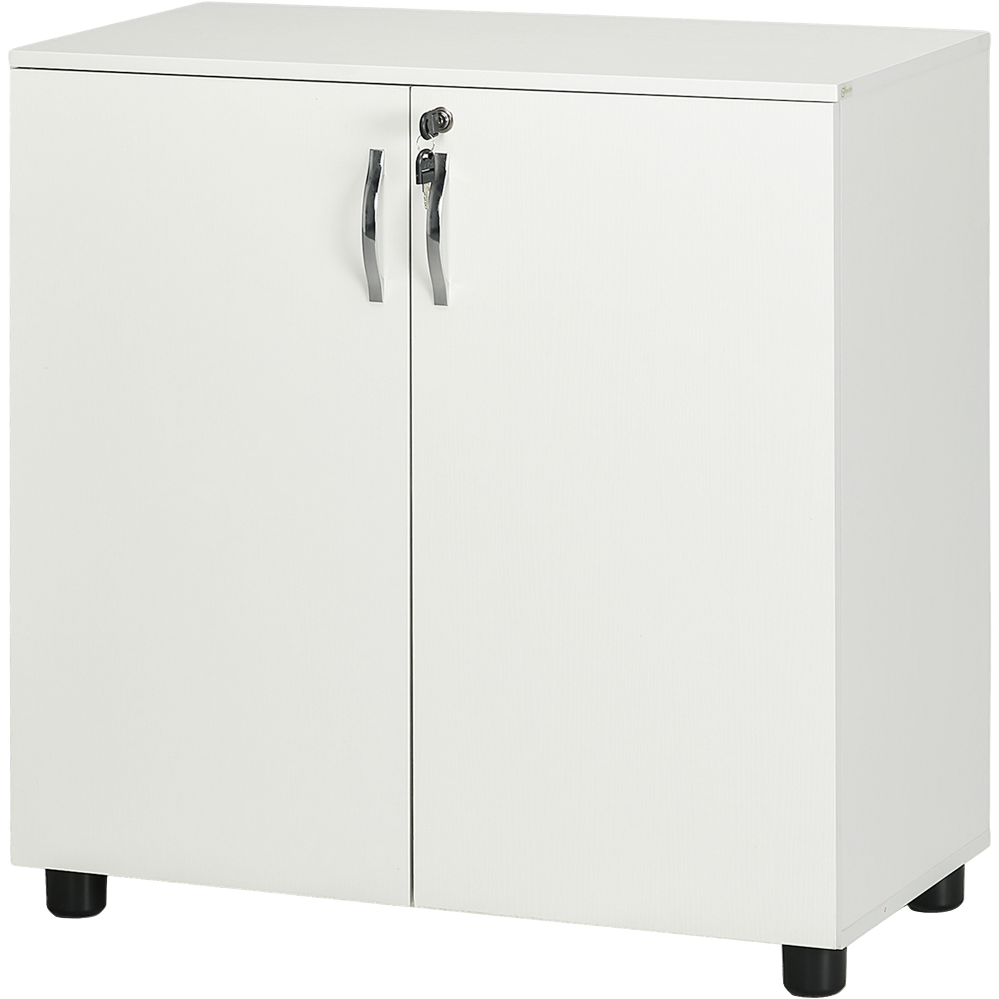 Vinsetto Büromöbel Mehrzweckschrank mit Schloss, Dokumentenschrank mit 2 Türen und Innenregal aus Holz, Weiß, 80x40x80cm