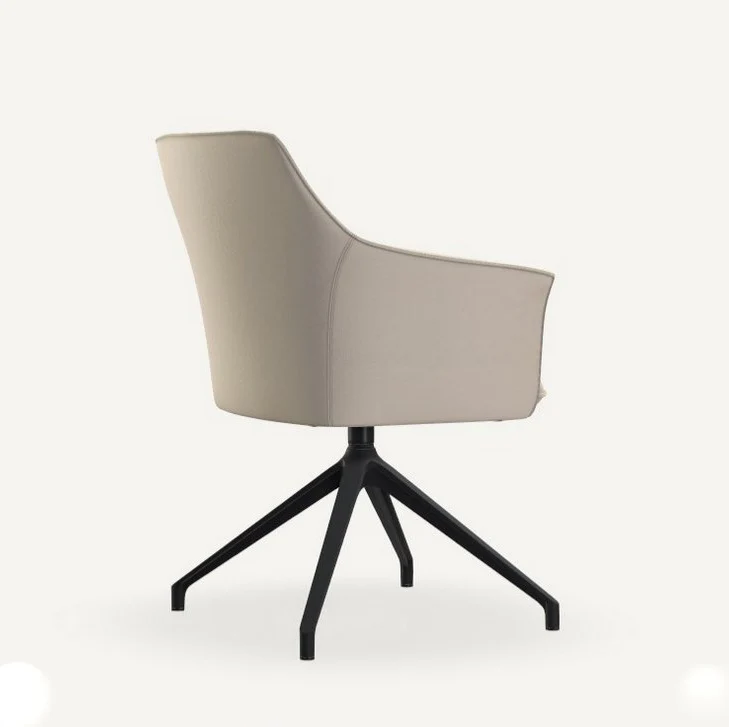 Leolux Drehstuhl Mara Cruz Leder Senso Pampas, hellgrau, Gestell Granite matt
